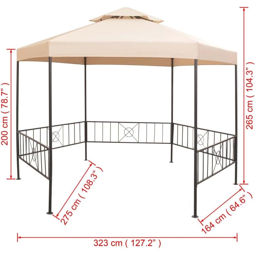 Garden Marquee Gazebo Pavilion Tent Beige 127.2"x104.3",WaterResistant Garden Canopy for Outdoor Events and BBQs
