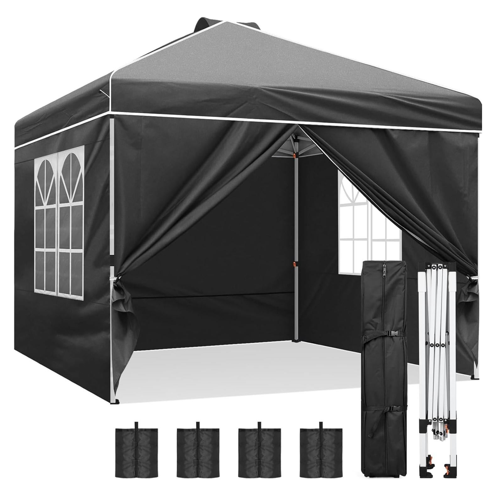 Canopy Plegable Instantáneo Mazqetih 3x3m Negro con Paredes