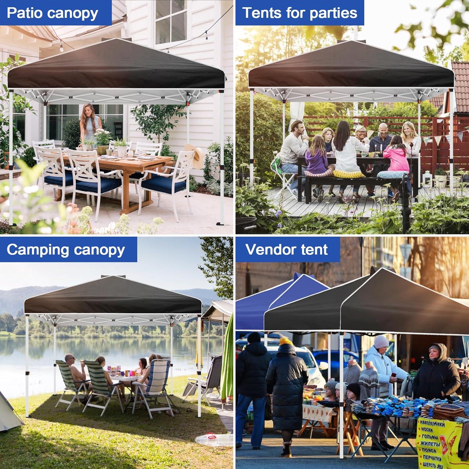 Canopy Plegable Instantáneo Mazqetih 3x3m Negro con Paredes