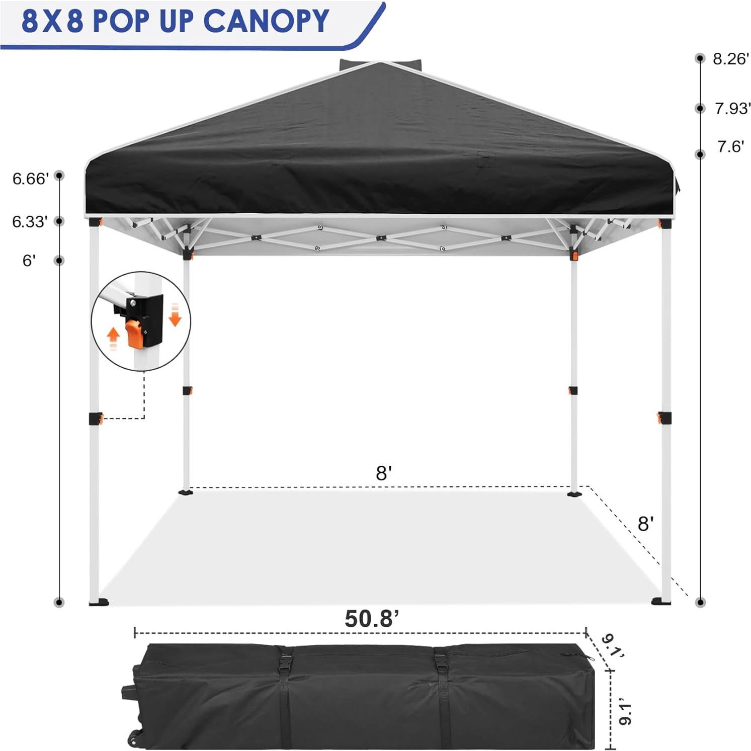 Canopy Plegable Instantáneo Mazqetih 3x3m Negro con Paredes