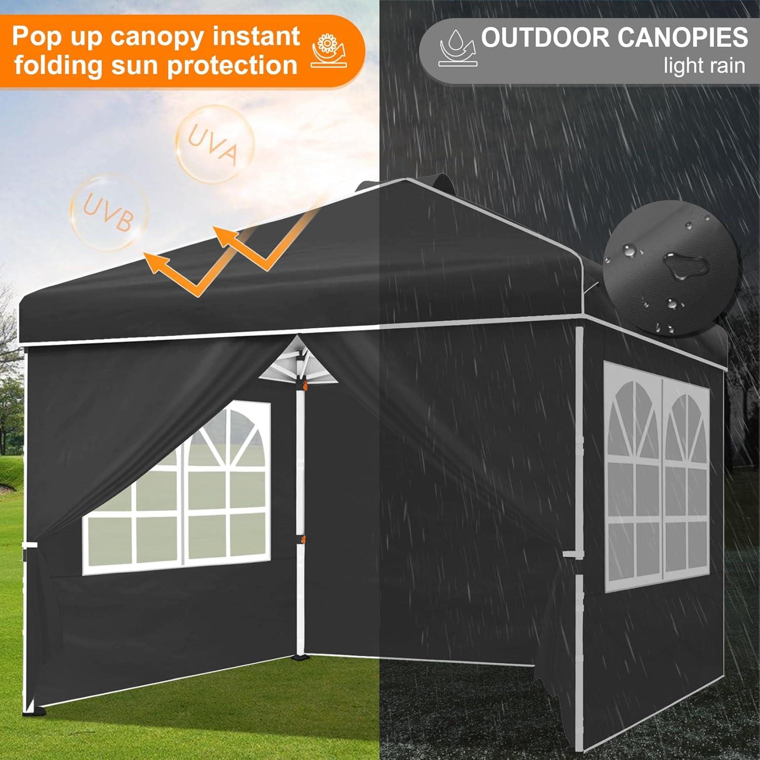 Canopy Plegable Instantáneo Mazqetih 3x3m Negro con Paredes