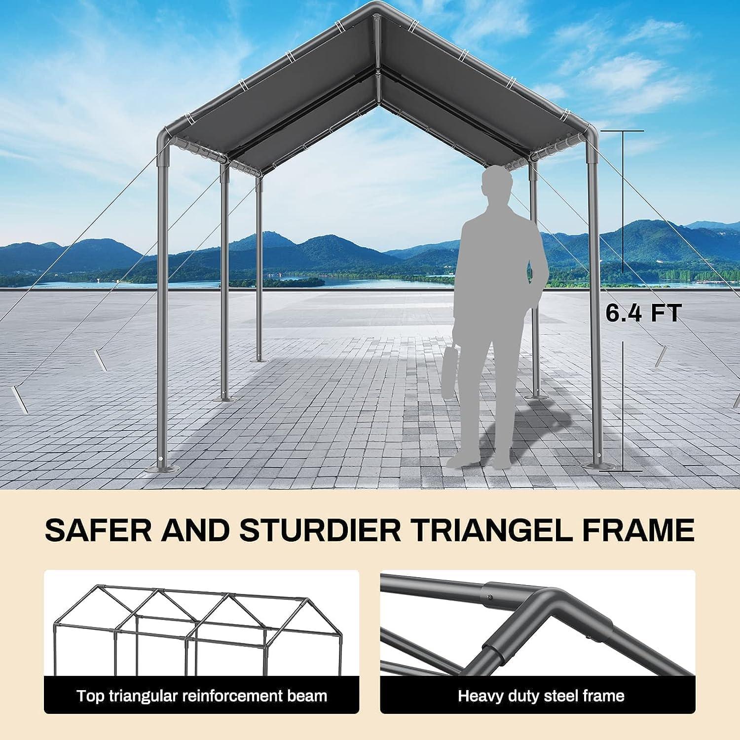 Carport Metálico Impermeable Gaildon 3.05x6.1m para Exterior