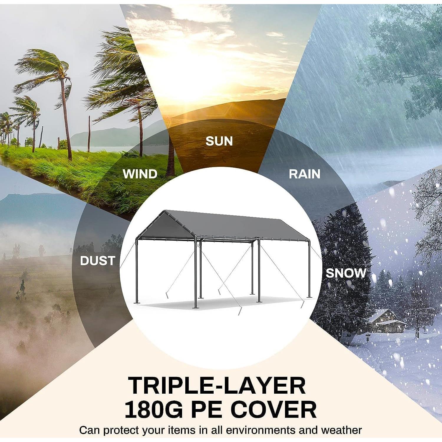 Carport Metálico Impermeable Gaildon 3.05x6.1m para Exterior