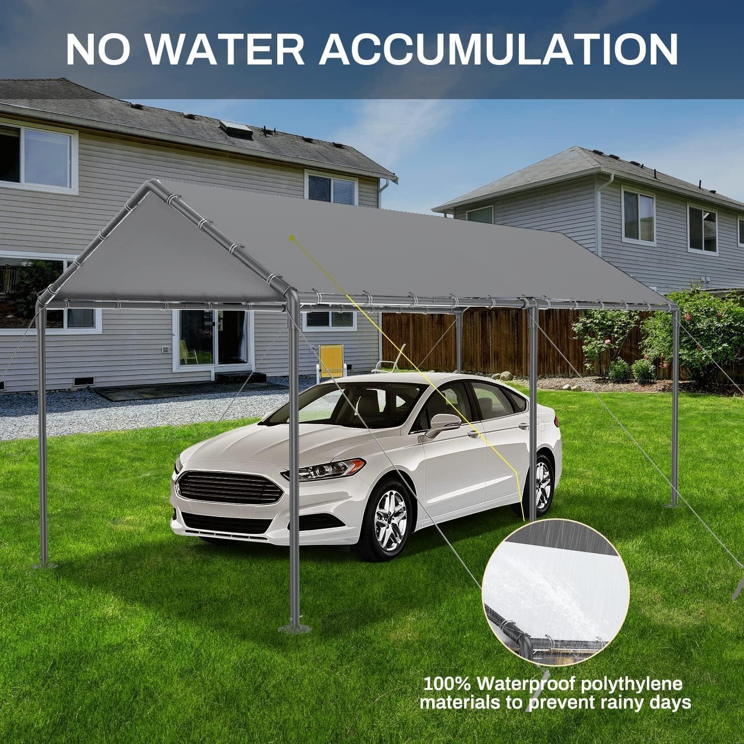 Carport Metálico Impermeable Gaildon 3.05x6.1m para Exterior