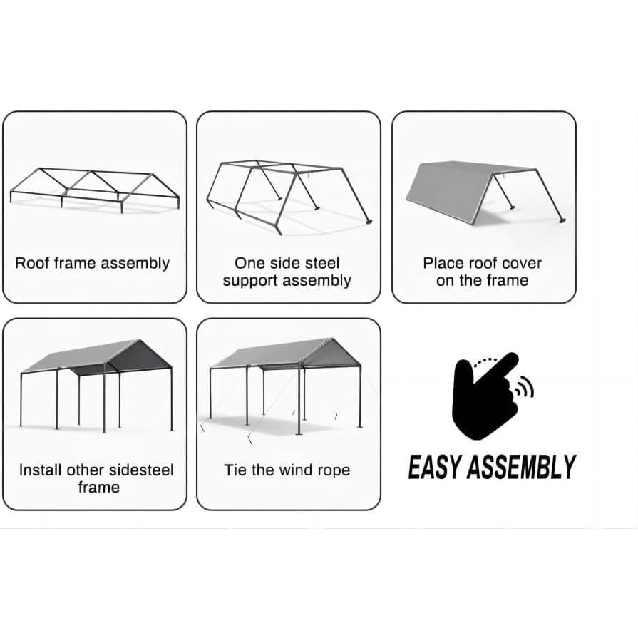 Carport Metálico Impermeable Gaildon 3.05x6.1m para Exterior