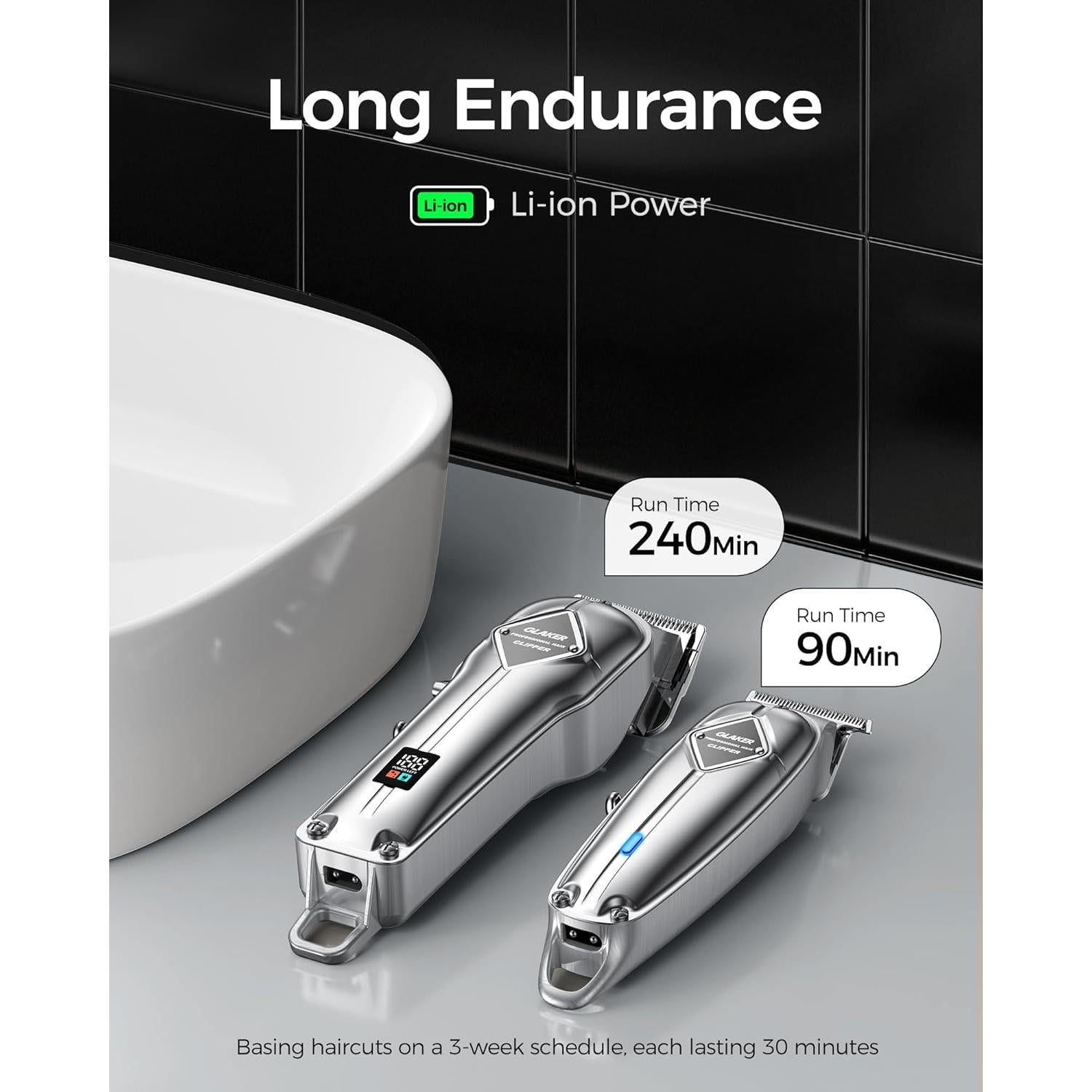 Cortadora de cabello GLAKER K11S+I3F inalámbrica 22 piezas