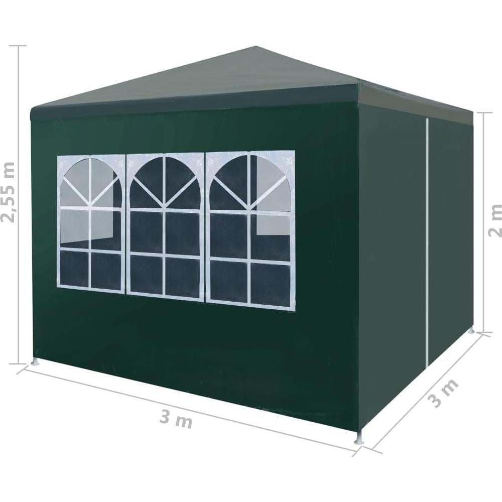 Carpa de Fiesta YELWHI 3x3m Verde Resistente al Agua y UV