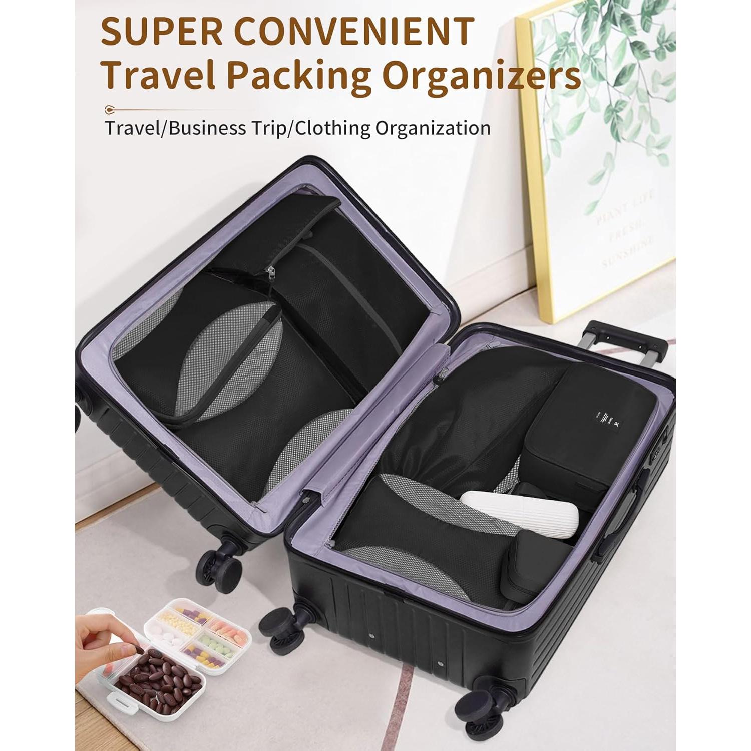Cubos de Compresión TRMFUSA 12 Set para Empacar Viaje Negro
