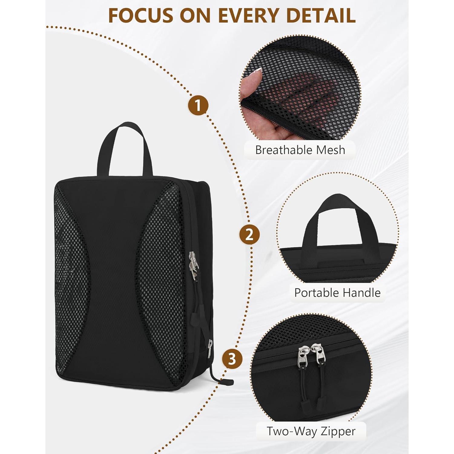 Cubos de Compresión TRMFUSA 12 Set para Empacar Viaje Negro