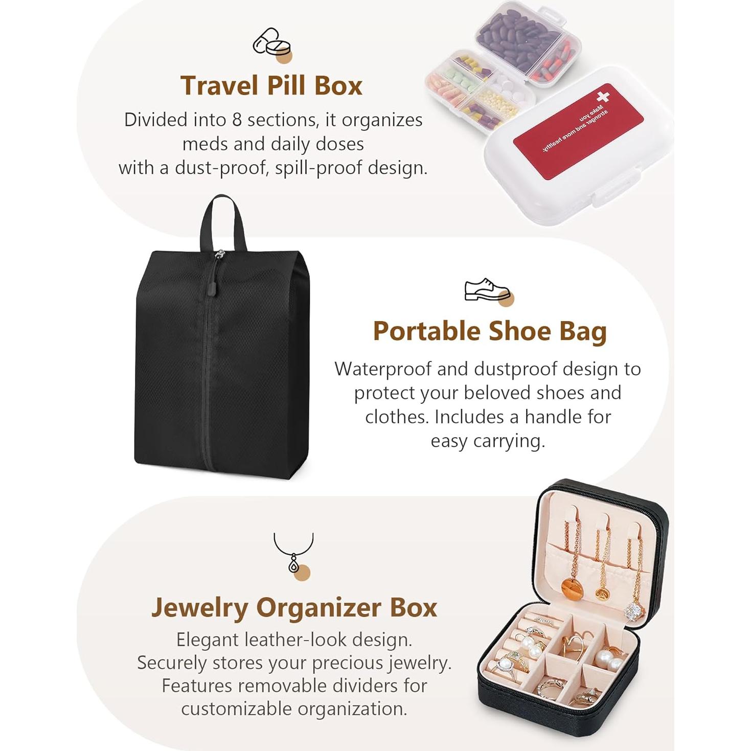 Cubos de Compresión TRMFUSA 12 Set para Empacar Viaje Negro