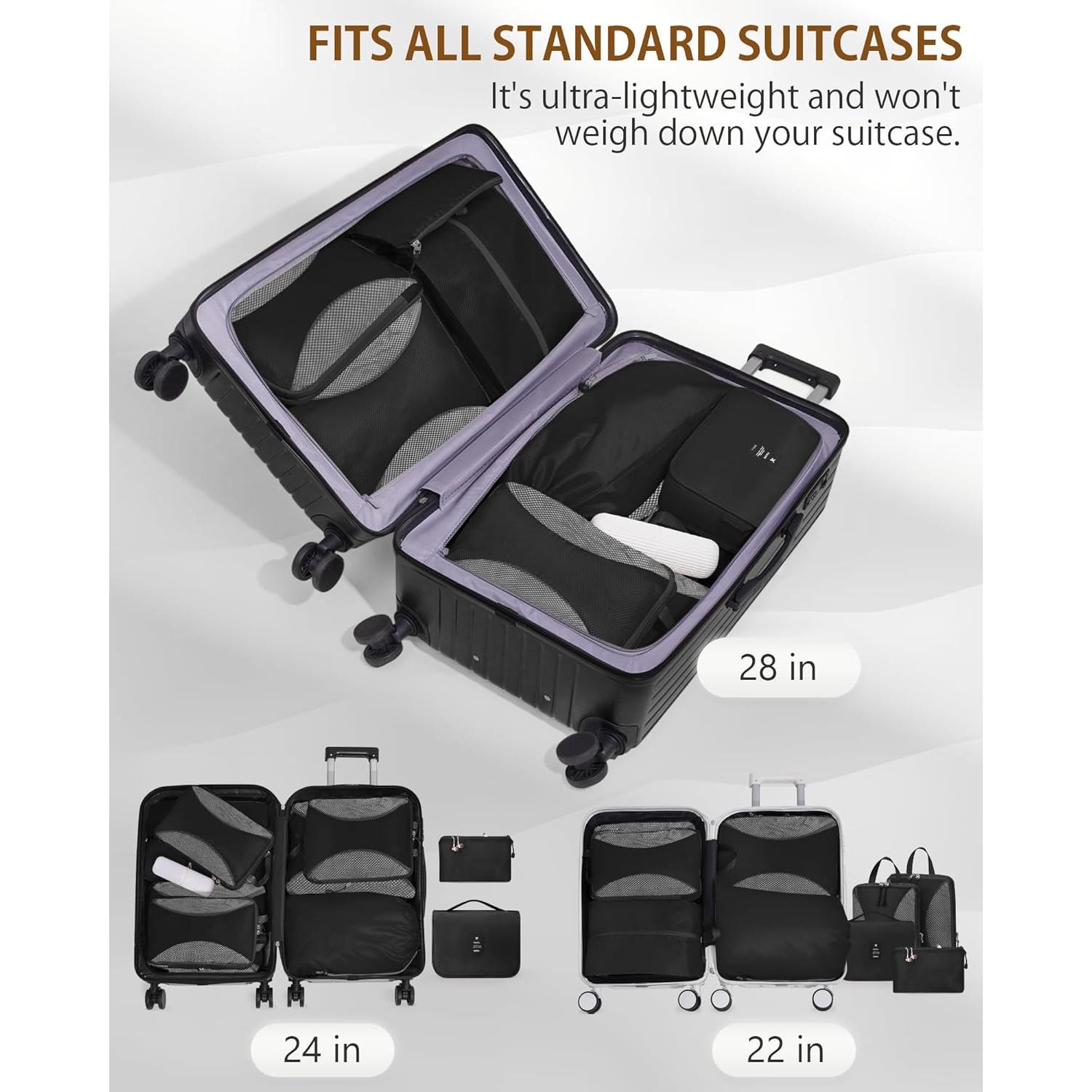 Cubos de Compresión TRMFUSA 12 Set para Empacar Viaje Negro