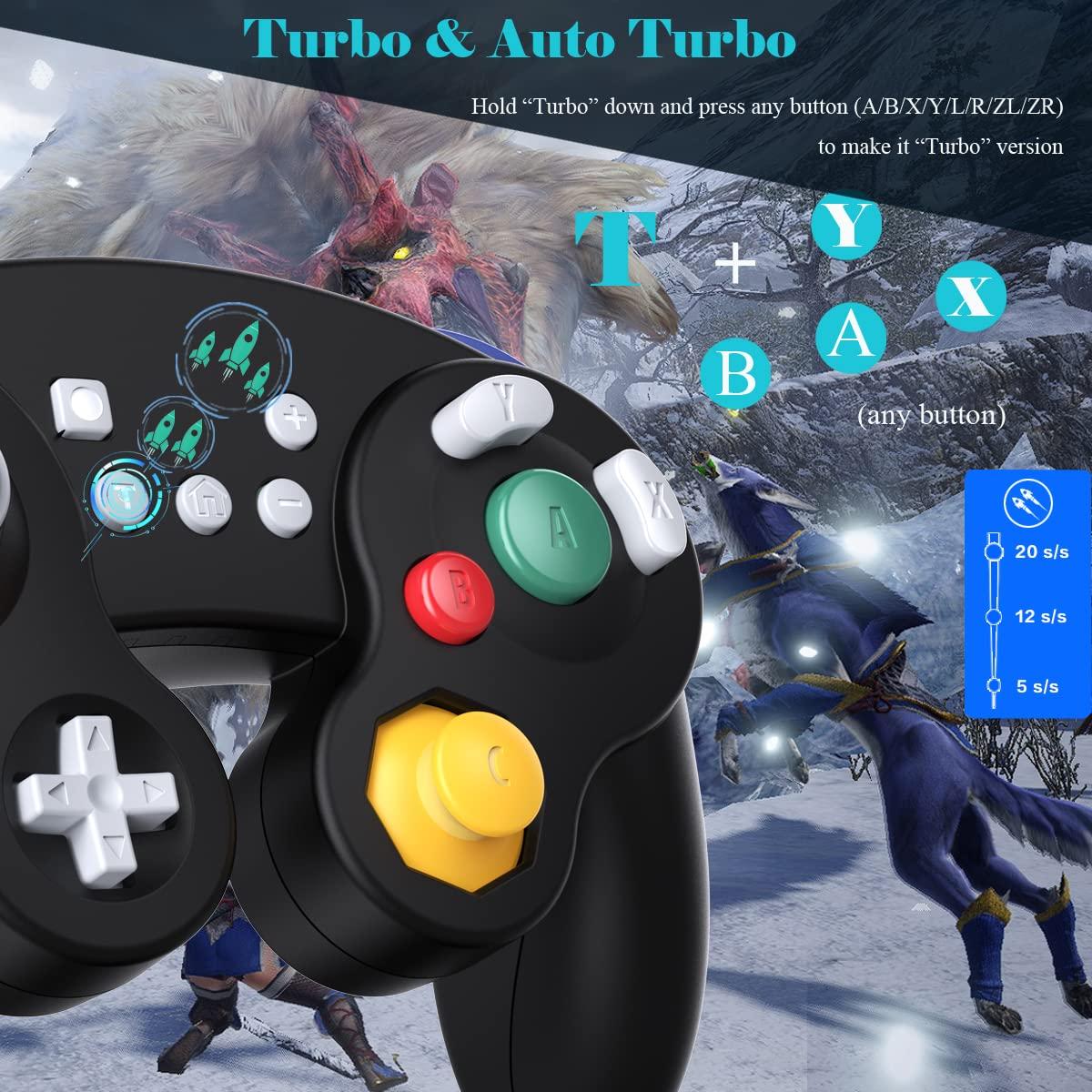 Controlador Inalámbrico EXLENE Gamecube para Switch Negro