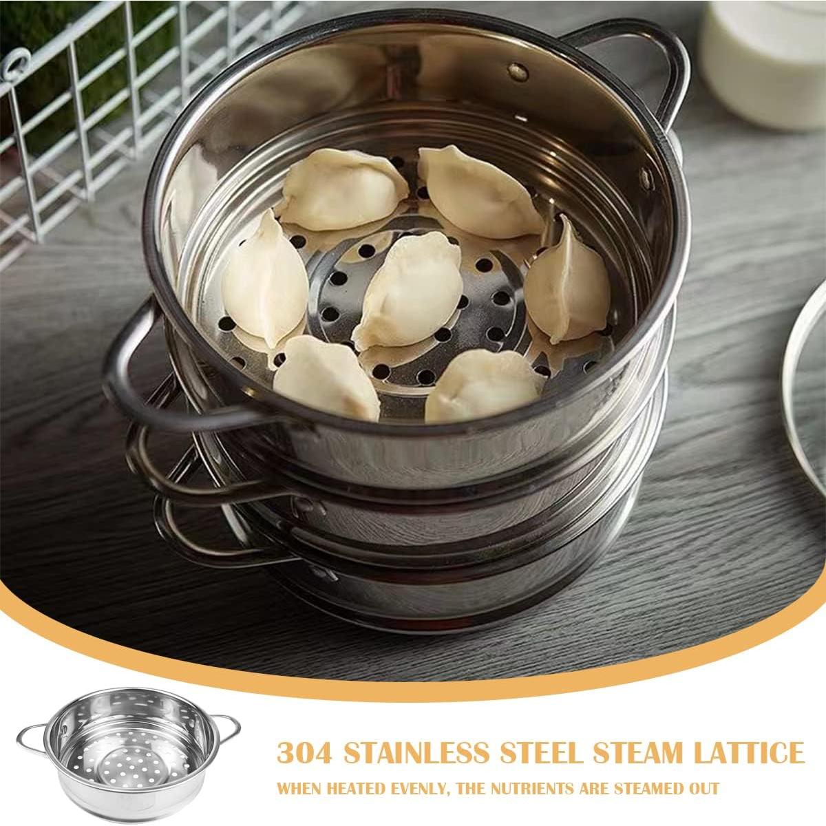 Olla Vapor Acero Inoxidable 16cm con Rejilla y Canasta