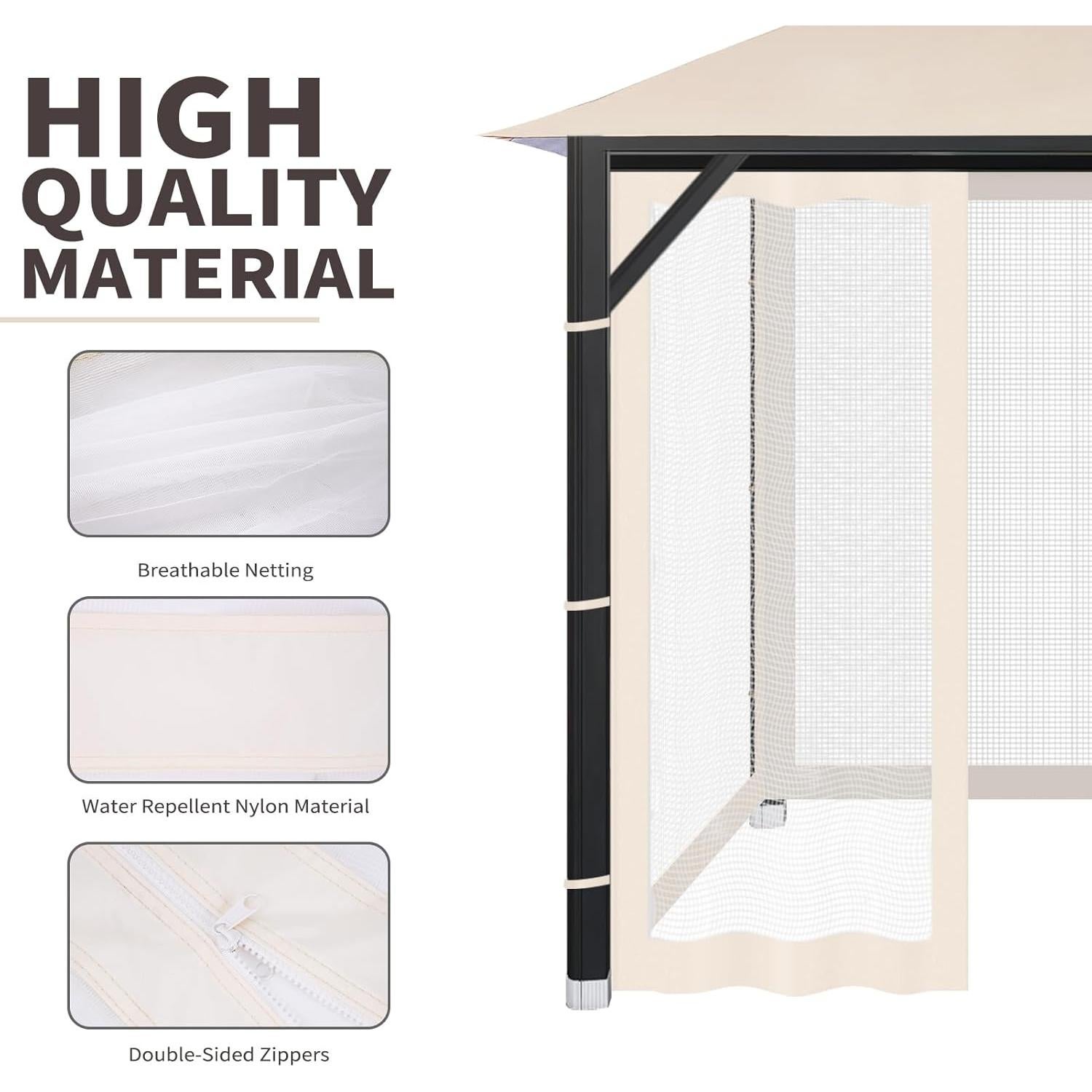 Red de Mosquito Universal Beige 3.05m x 3.05m para Gazebo