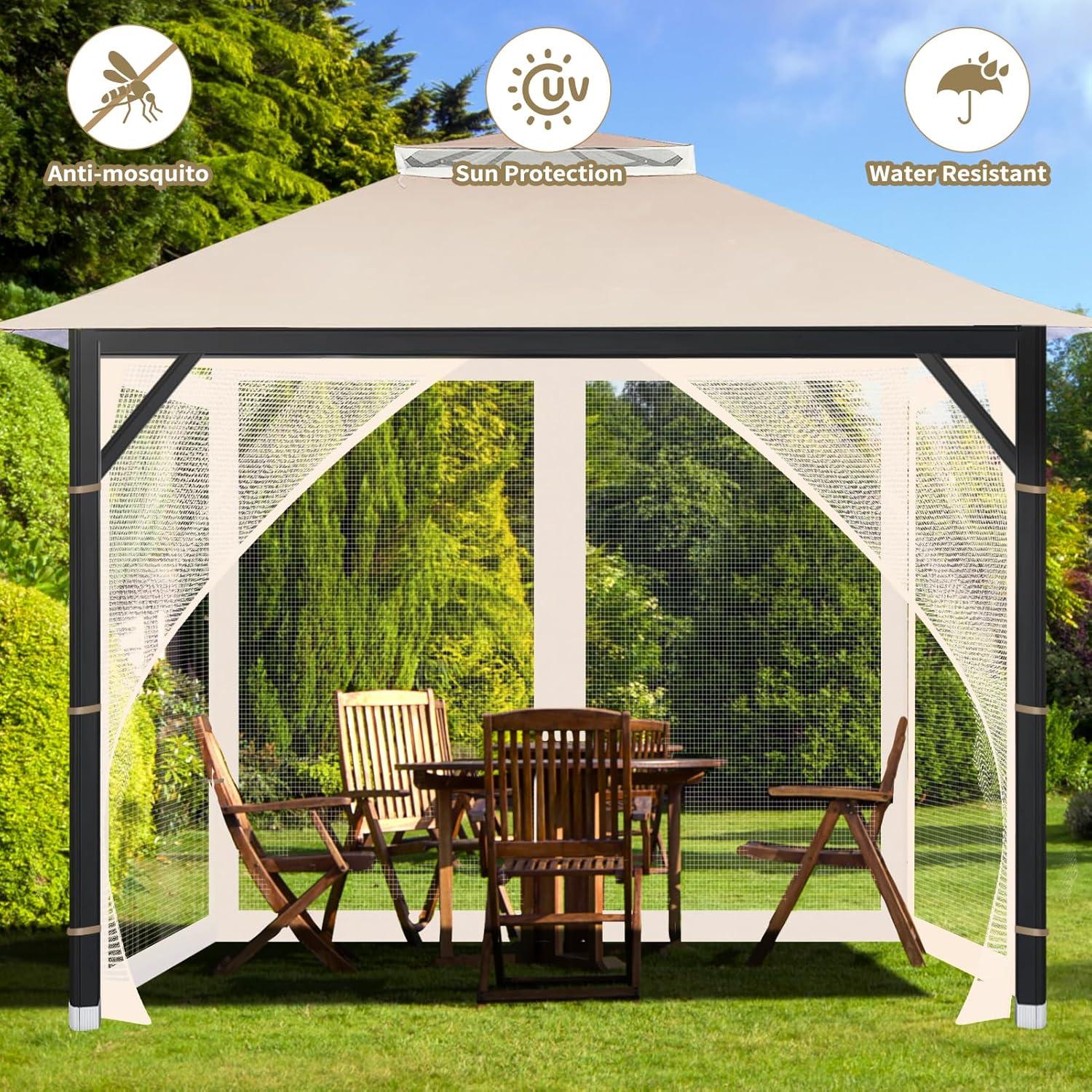 Red de Mosquito Universal Beige 3.05m x 3.05m para Gazebo