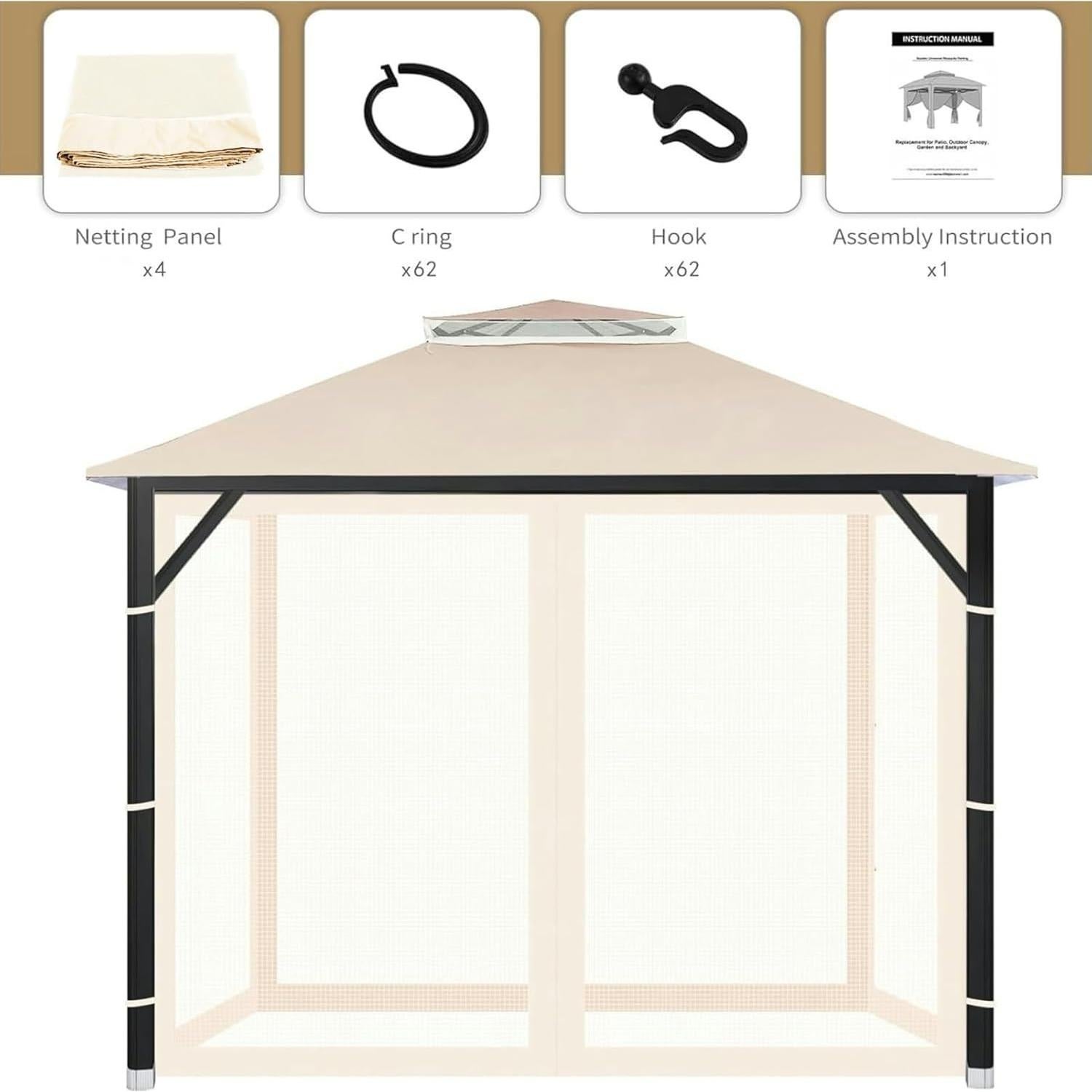 Red de Mosquito Universal Beige 3.05m x 3.05m para Gazebo