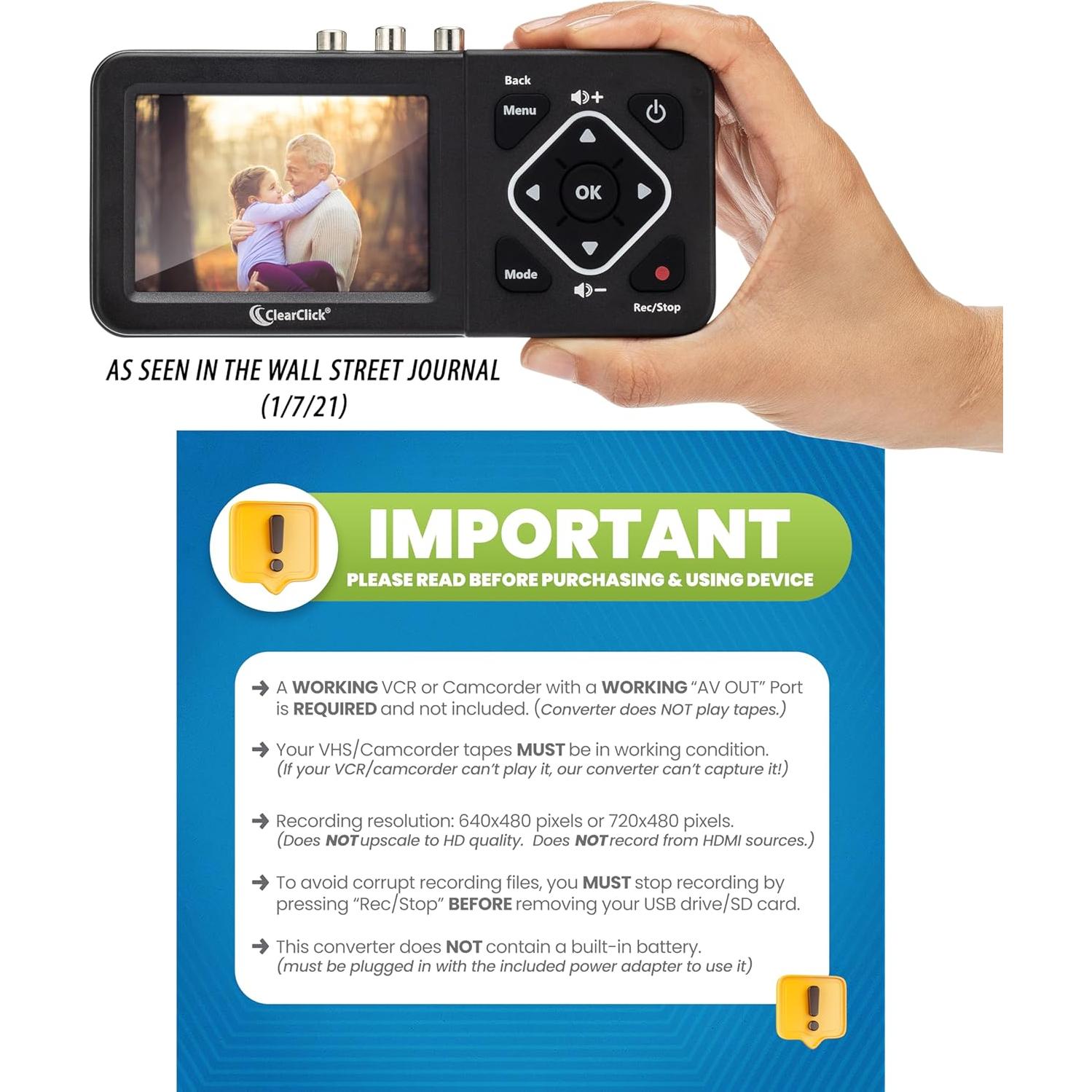 Convertidor de Video a Digital ClearClick 2.0 - Graba VHS y DVD