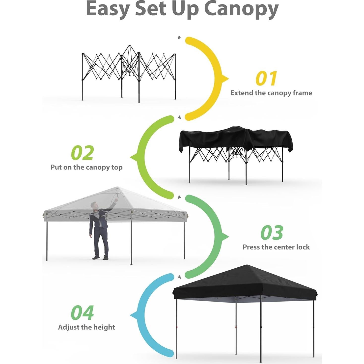 Carpa Pop-Up Garvee 3.05x3.05m Impermeable con 4 Paredes