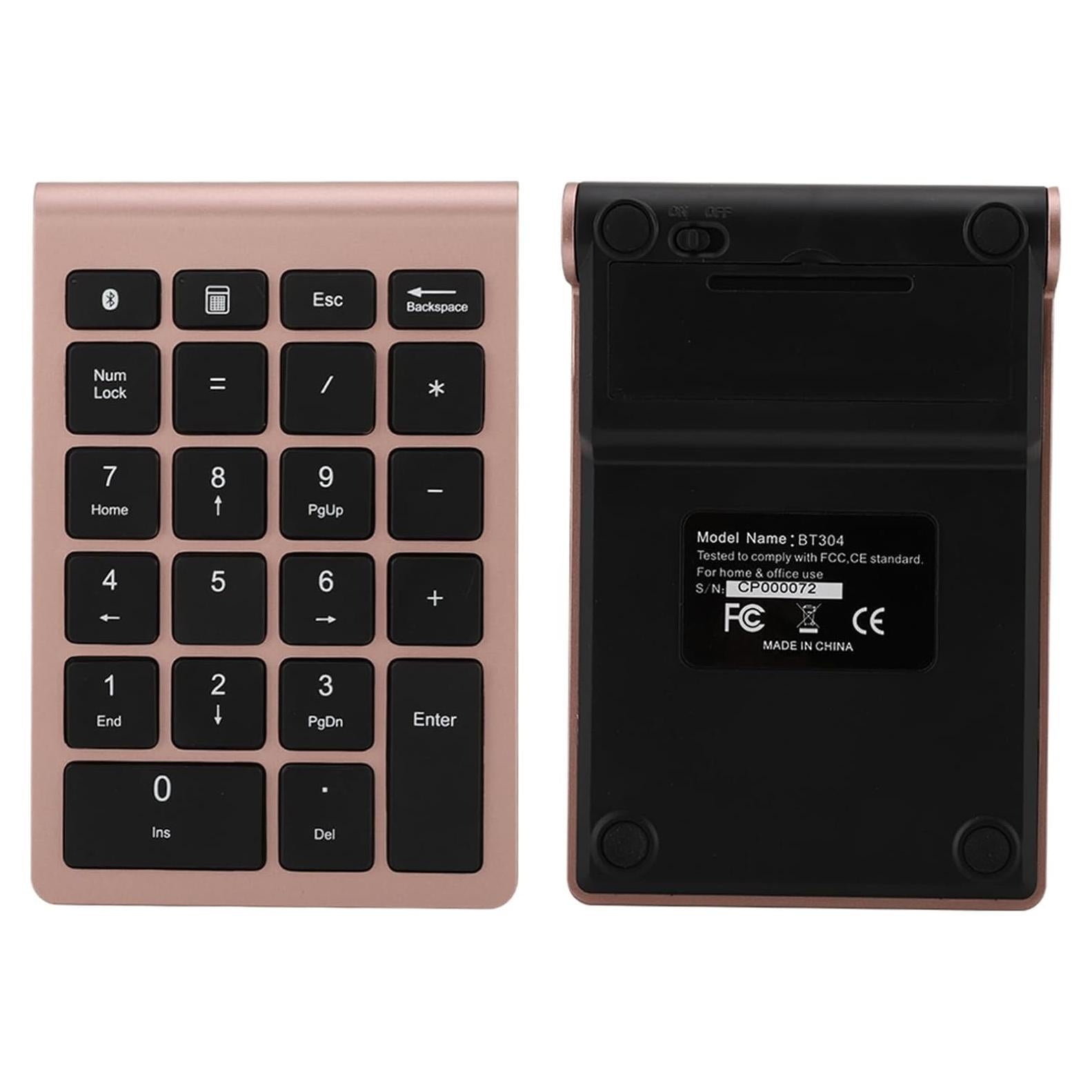 POCREATION Numeric Keypad, Bt304 22 Keys Mini Keyboard, Numeric Keypad Mini Keyboard, Keyboards Accessories Compatible, with Bluetooth 5.0 (Rose Gold)