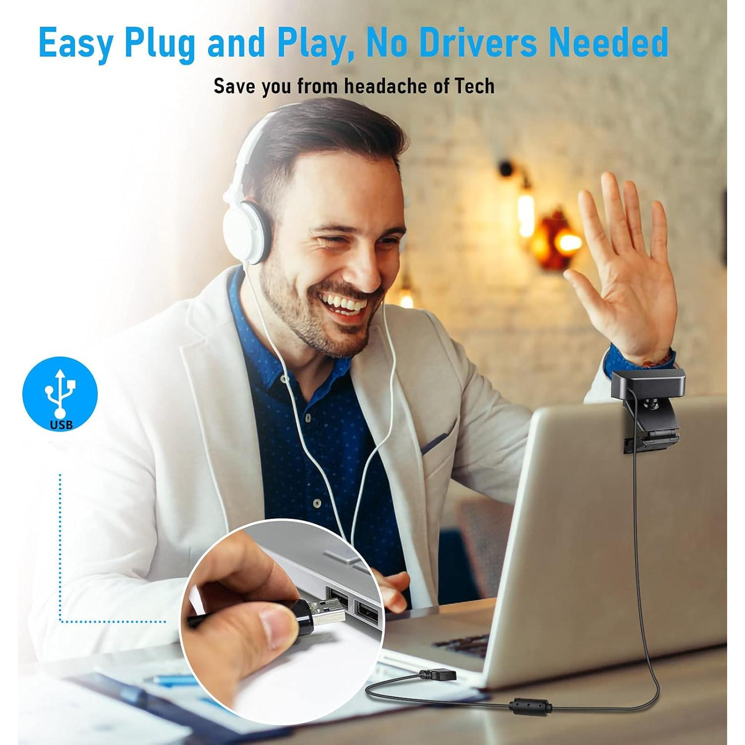 Cámara Web HD 1080P LITEPRO C60 con Micrófono y Tapa