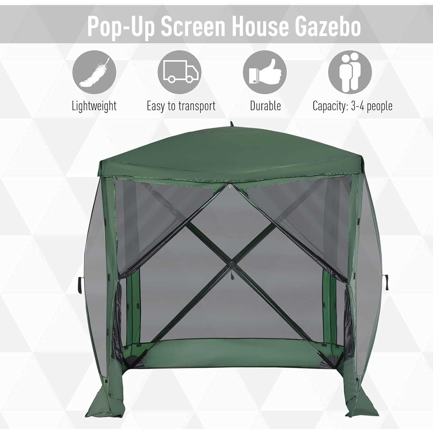 Carpa Plegable para Camping QiMaieeUSA 2.16x2.16m Verde