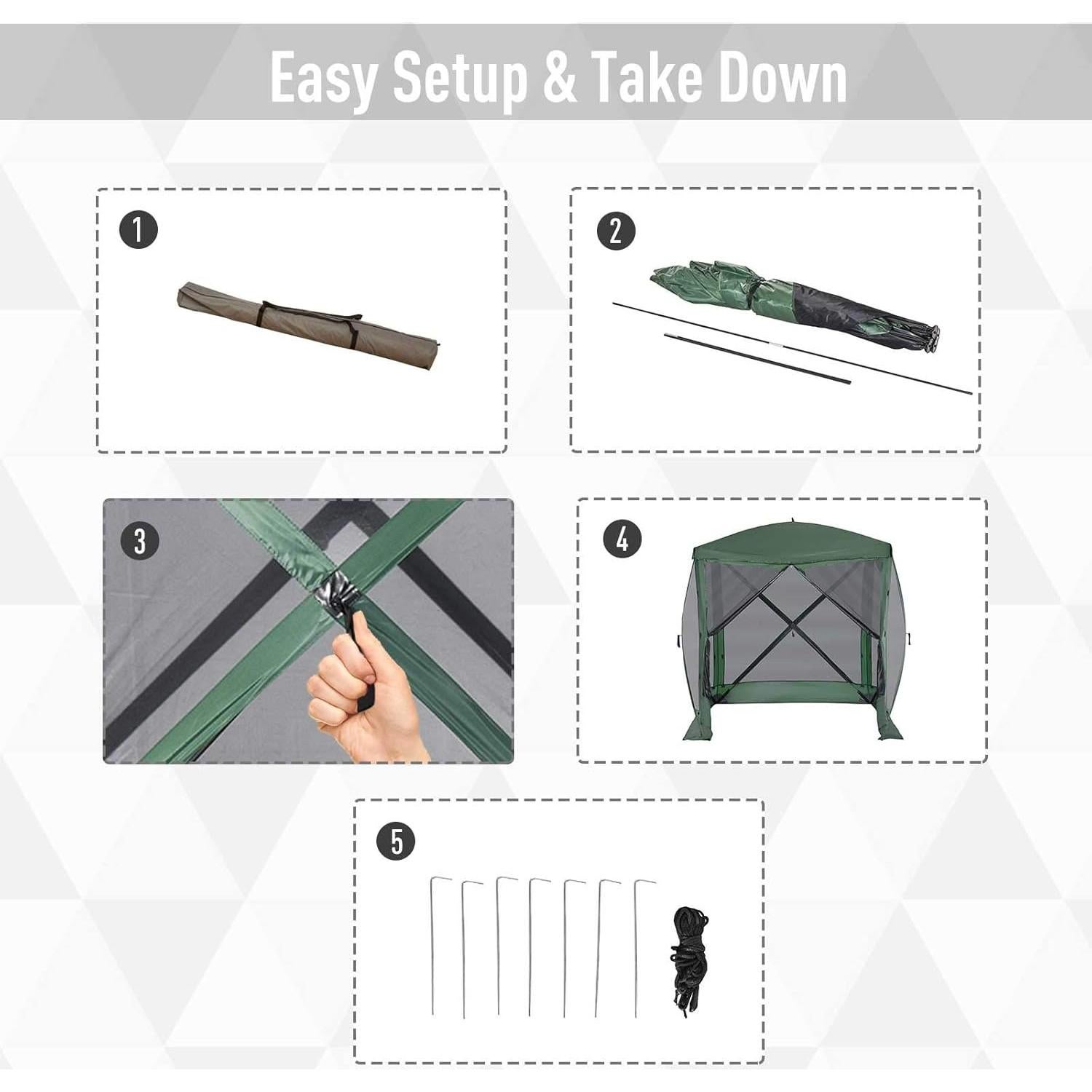 Carpa Plegable para Camping QiMaieeUSA 2.16x2.16m Verde