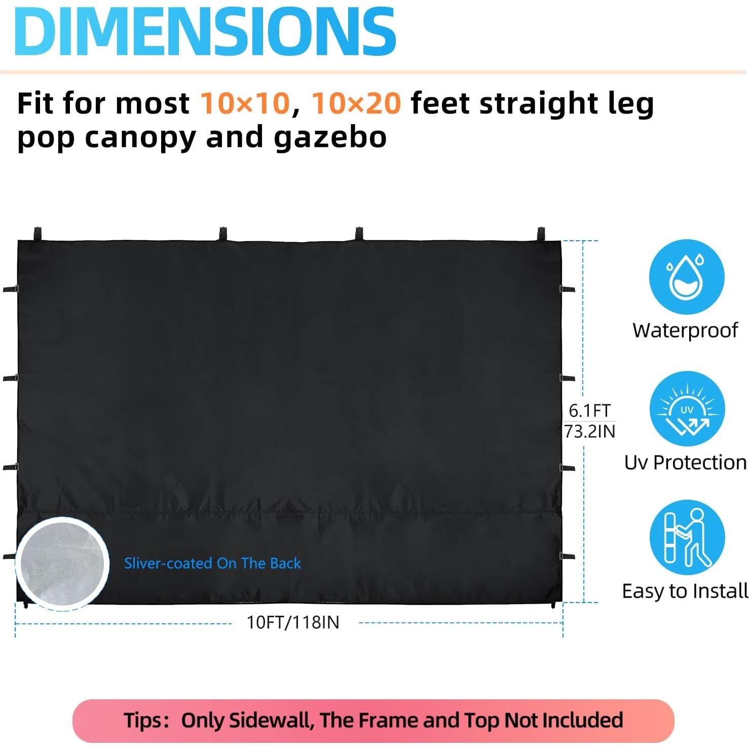 Pared Lateral Carpa Joramoy 10x10 Negra Impermeable UV