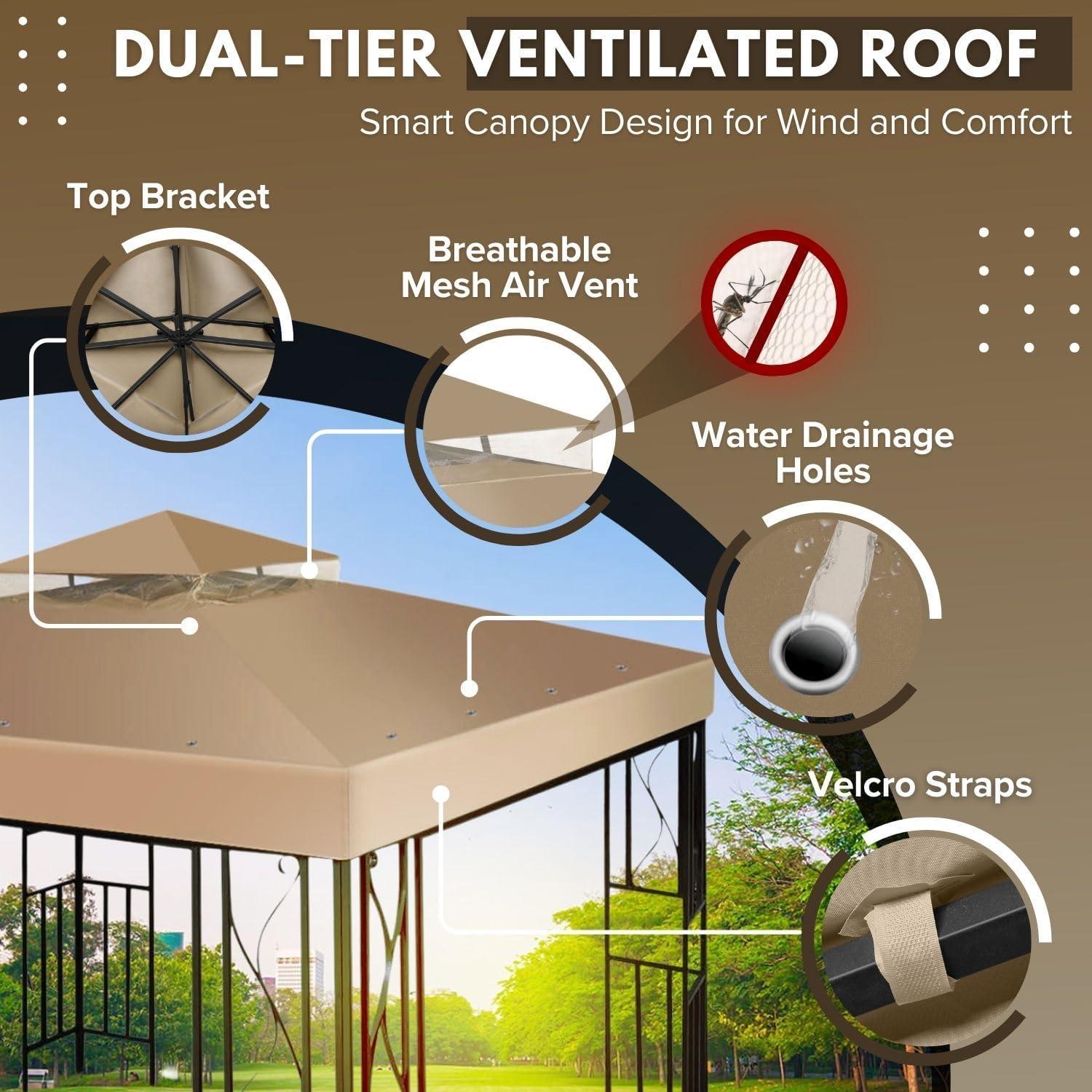 Cubierta de Reemplazo Gazebo Flexzion 3x3m Resistente Agua UV