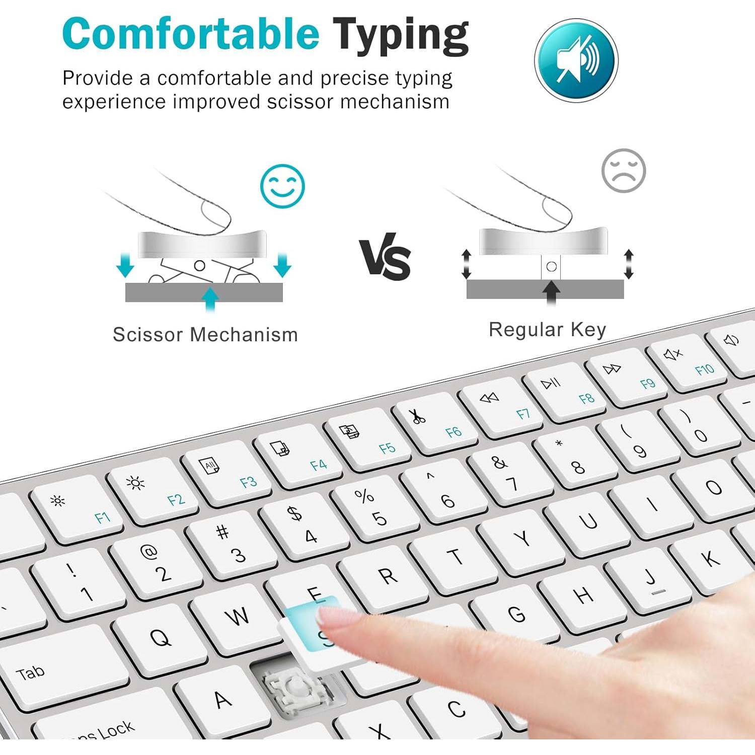 Teclado Bluetooth TIETI Inalámbrico Compacto Blanco