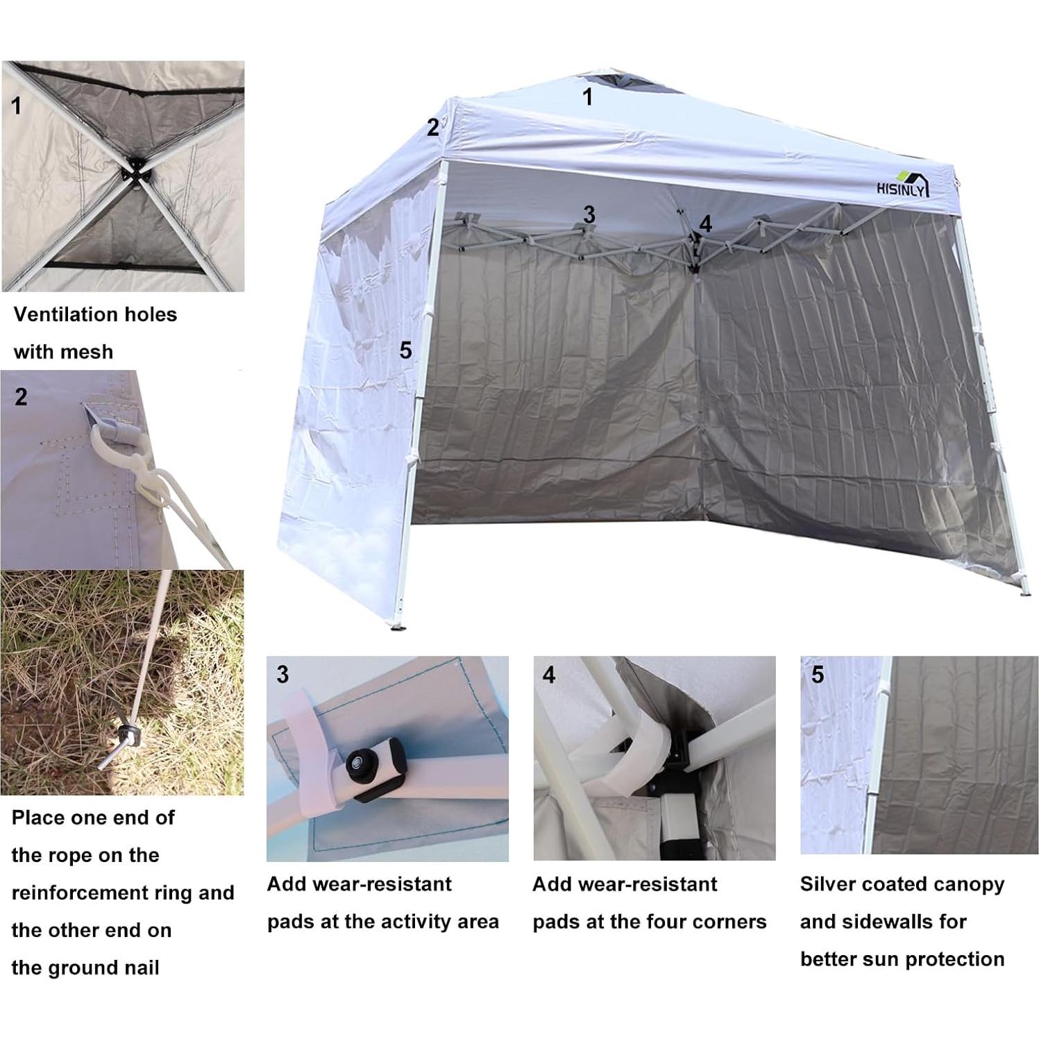 Carpa Plegable Hisinly 3.05x3.05m con Paredes Laterales UV