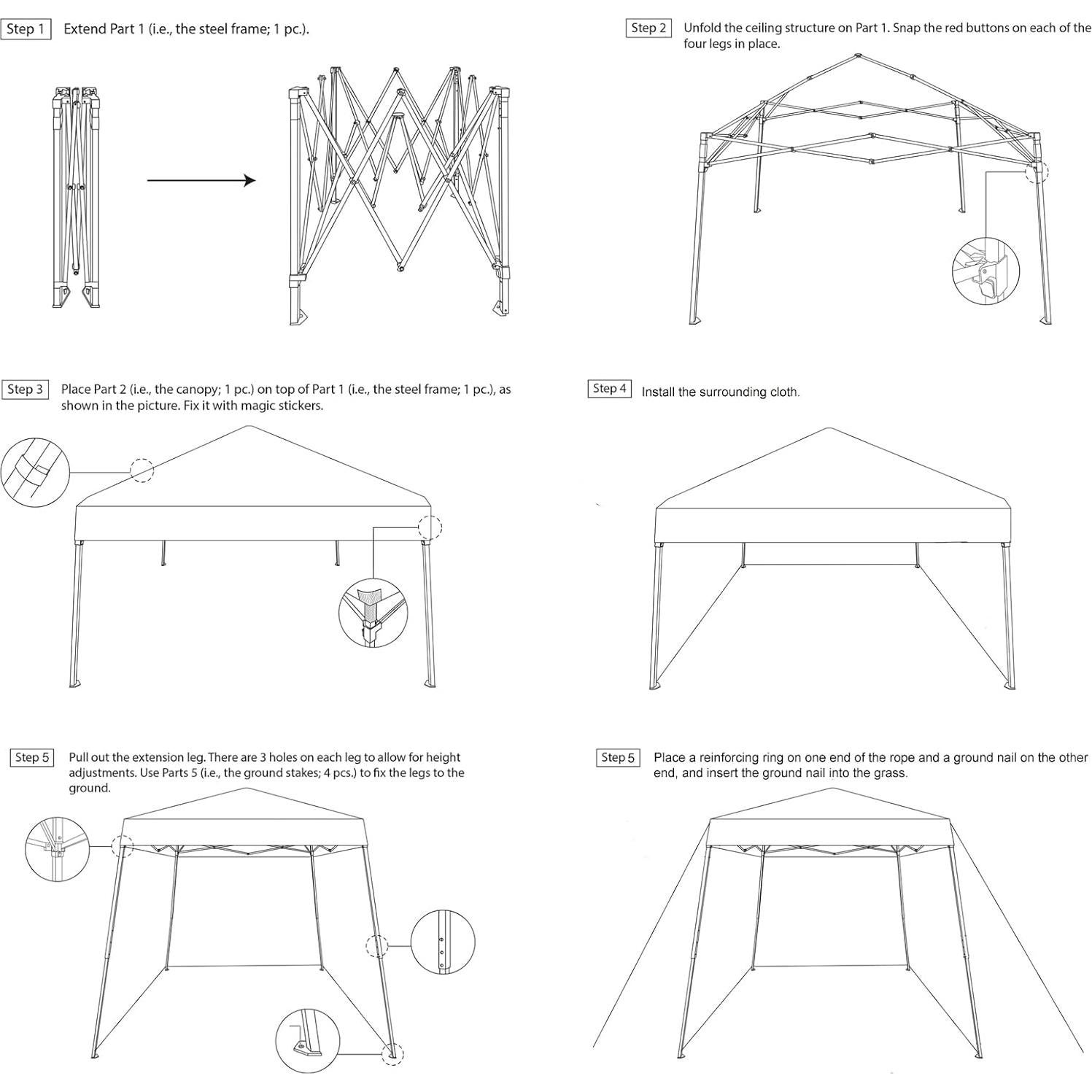 Carpa Plegable Hisinly 3.05x3.05m con Paredes Laterales UV