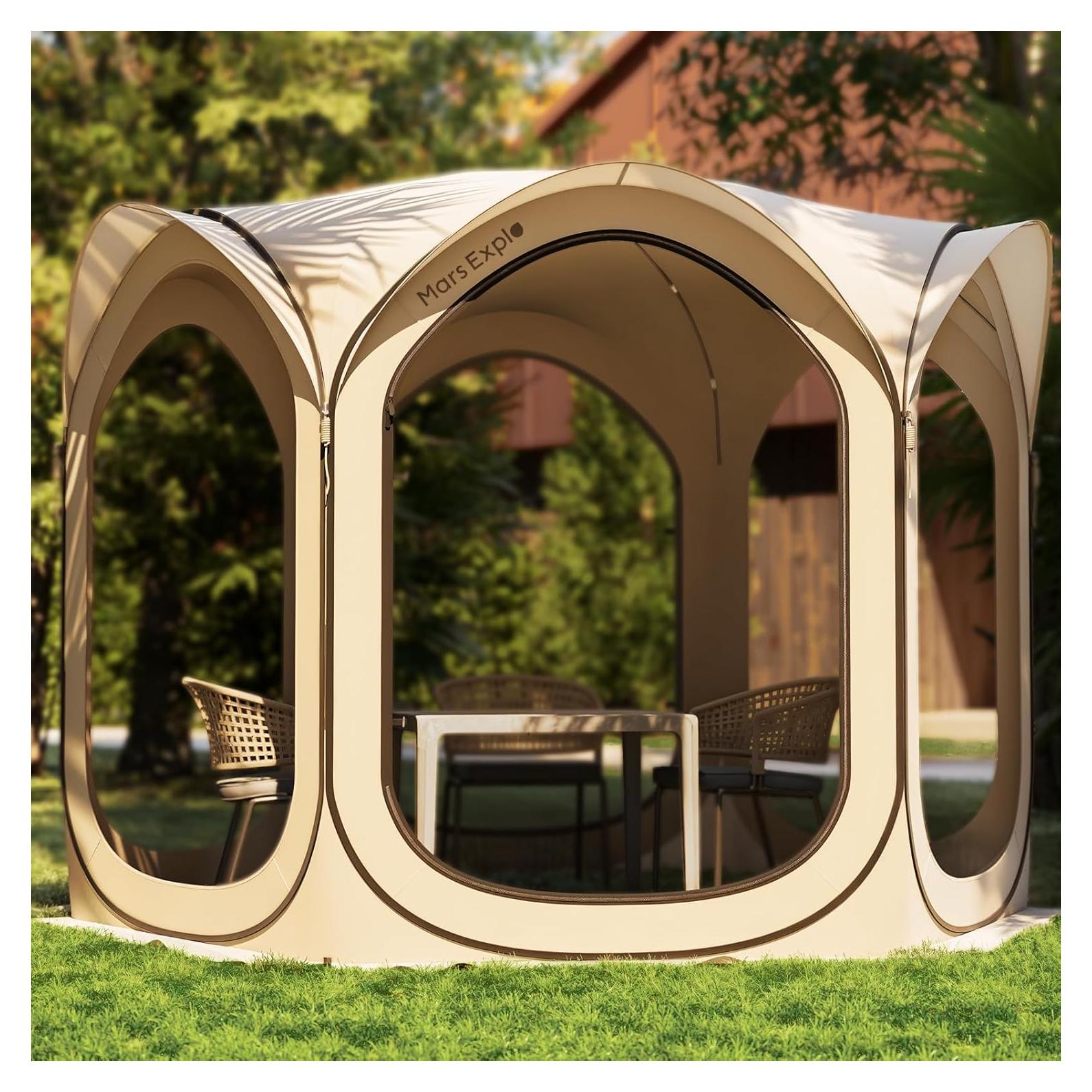 Carpa Pop Up Mars Explo 3.05x3.05m Beige para Camping y Jardín