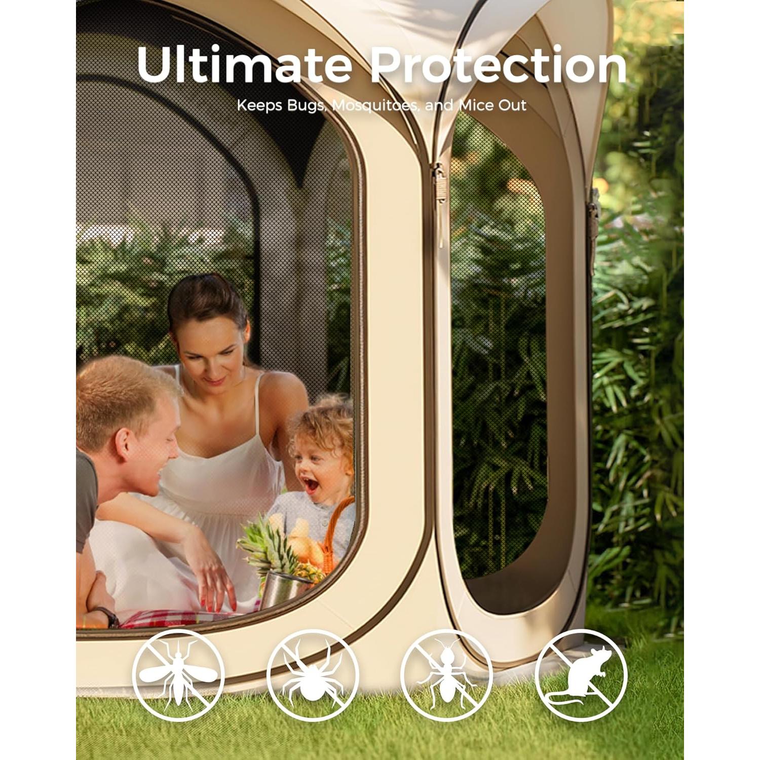 Carpa Pop Up Mars Explo 3.05x3.05m Beige para Camping y Jardín