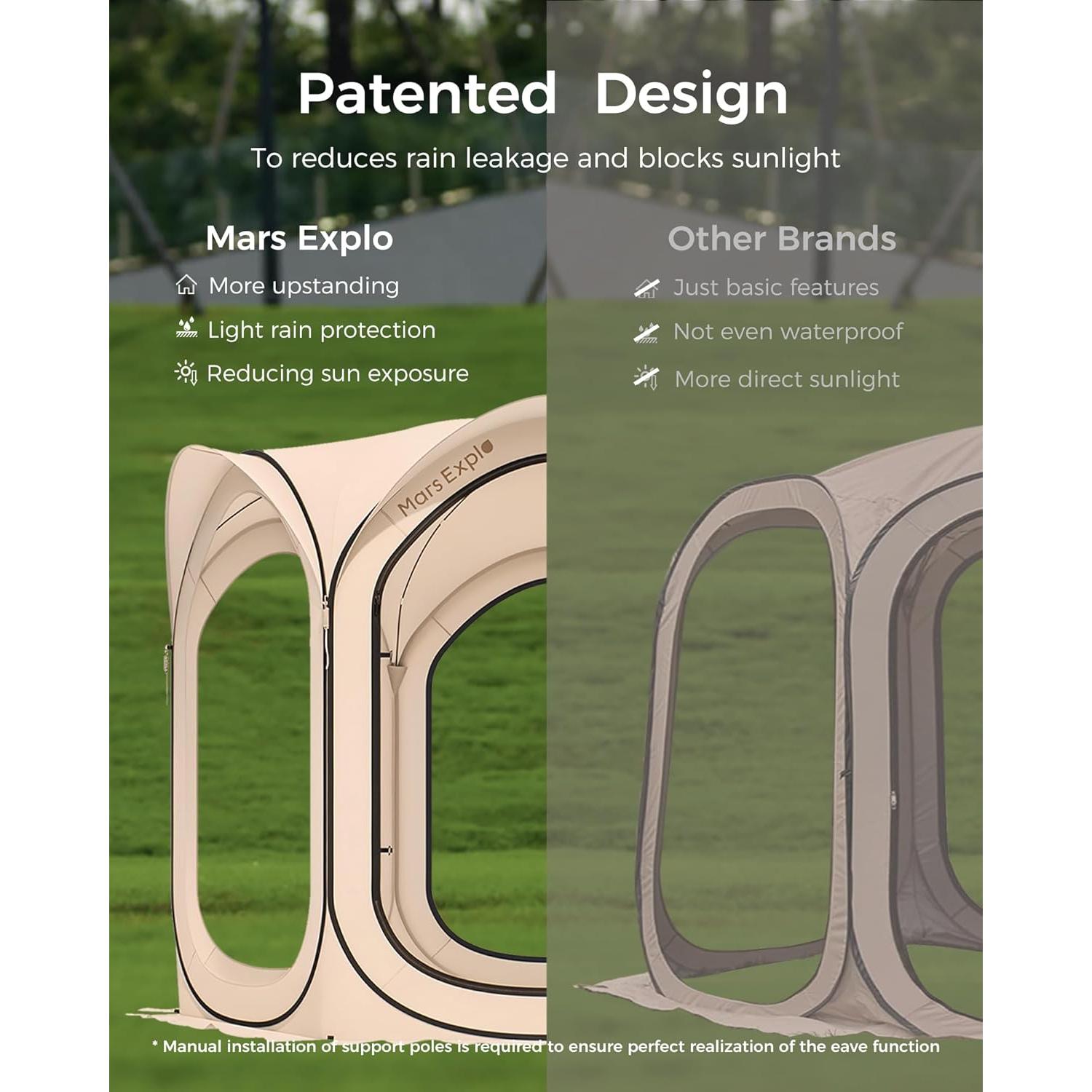 Carpa Pop Up Mars Explo 3.05x3.05m Beige para Camping y Jardín