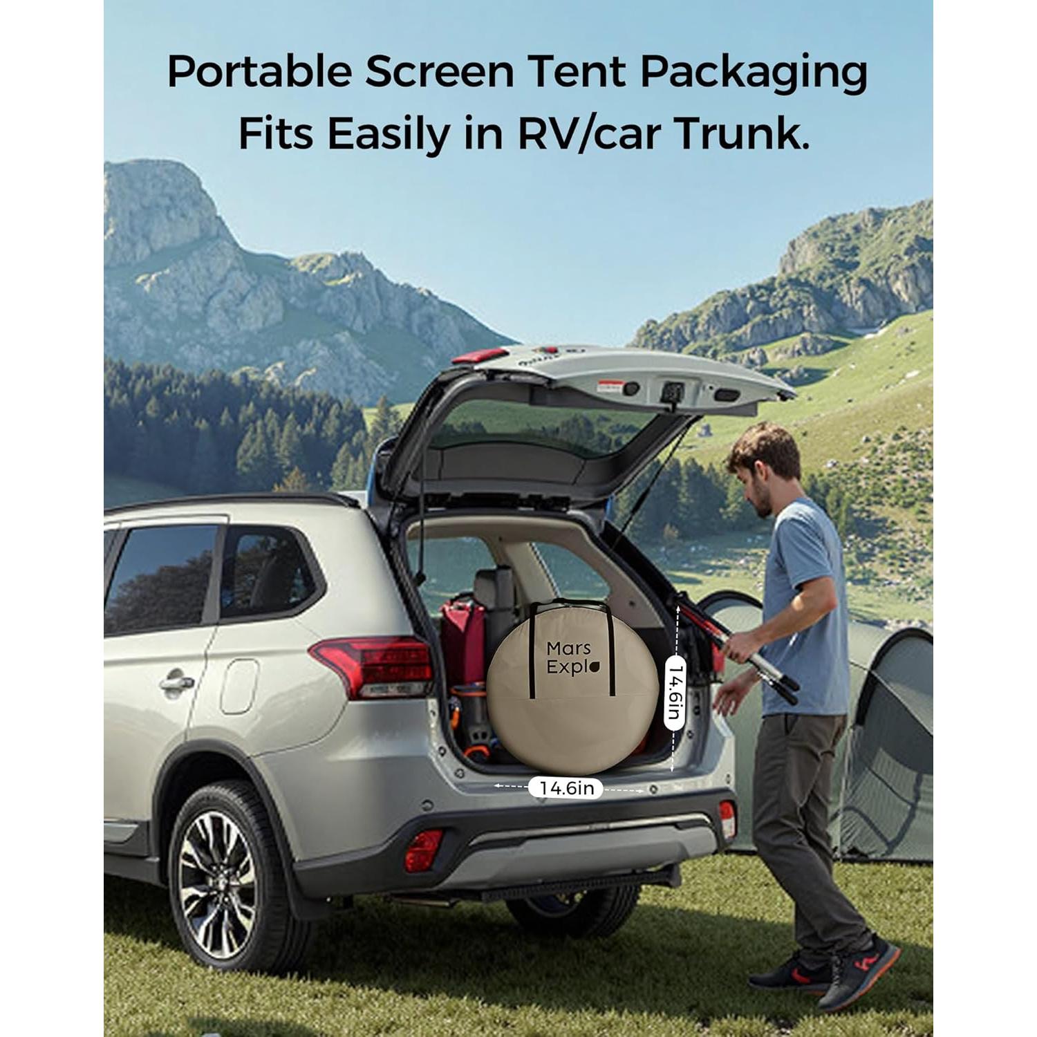 Carpa Pop Up Mars Explo 3.05x3.05m Beige para Camping y Jardín