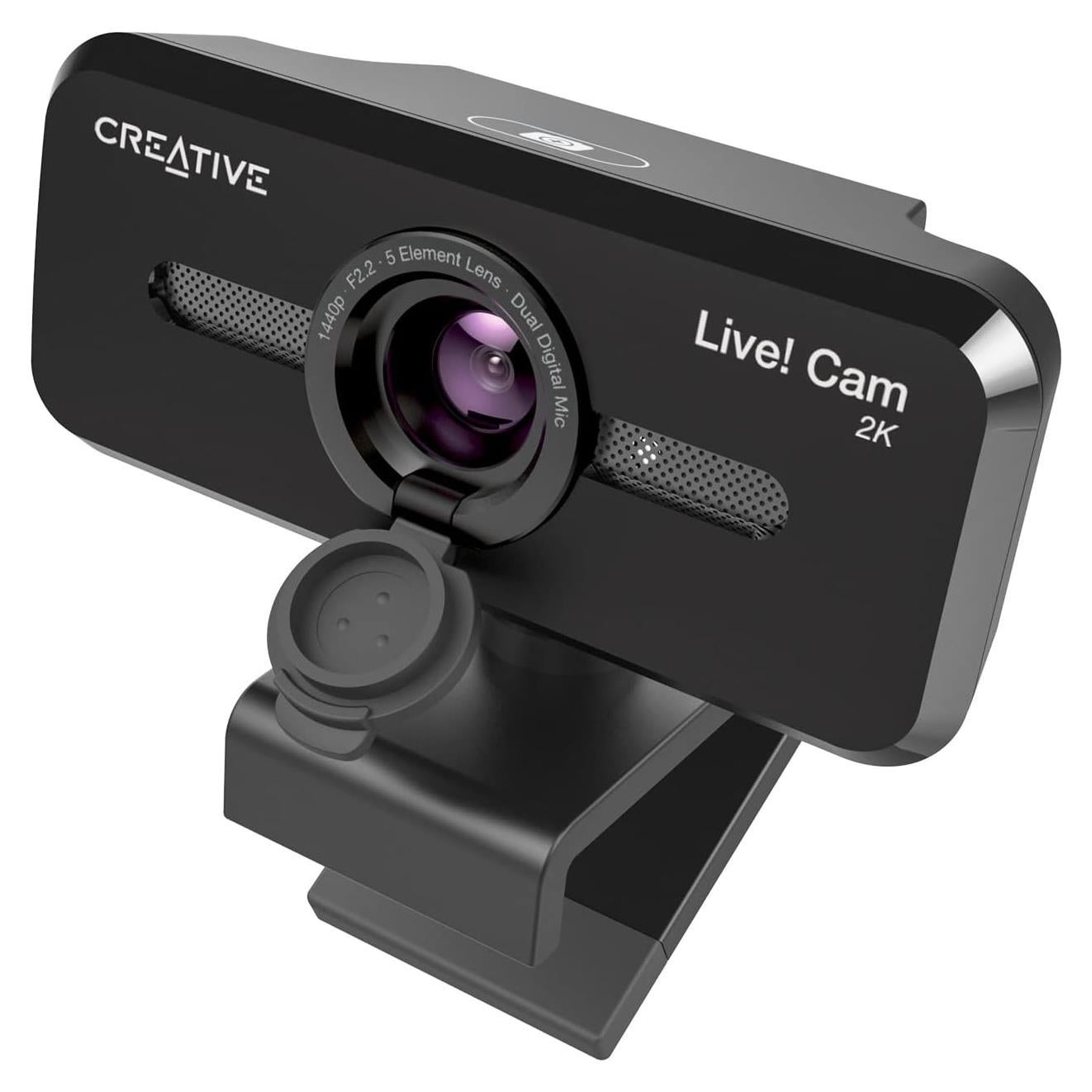 Creative Live! Cam Sync V3 2K QHD USB Webcam with 4X Digital Zoom (4 Zoom Modes from Wide Angle to Narrow Portrait View), Privacy Lens, 2 Mics, for PC and Mac…