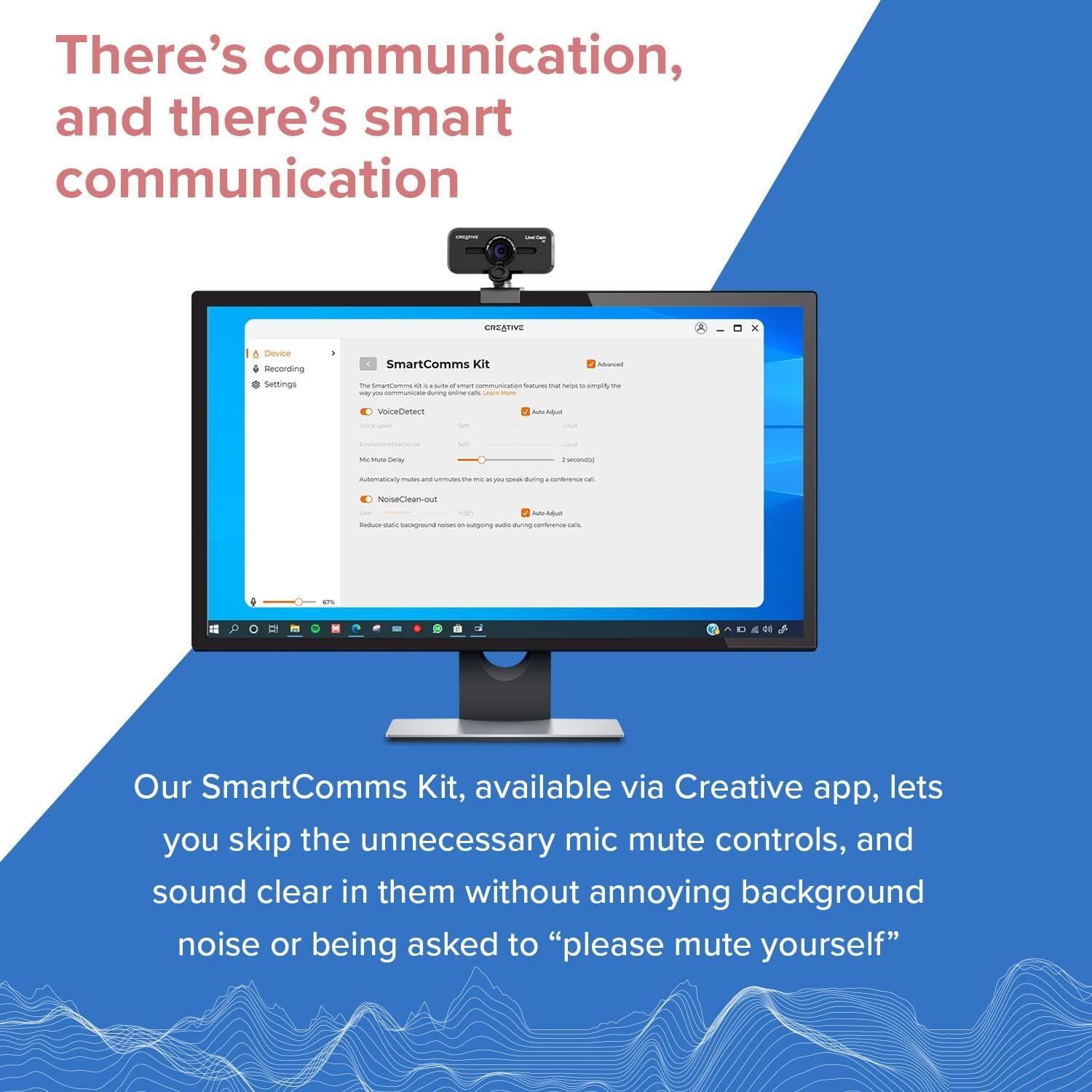 Creative Live! Cam Sync V3 2K QHD USB Webcam with 4X Digital Zoom (4 Zoom Modes from Wide Angle to Narrow Portrait View), Privacy Lens, 2 Mics, for PC and Mac…