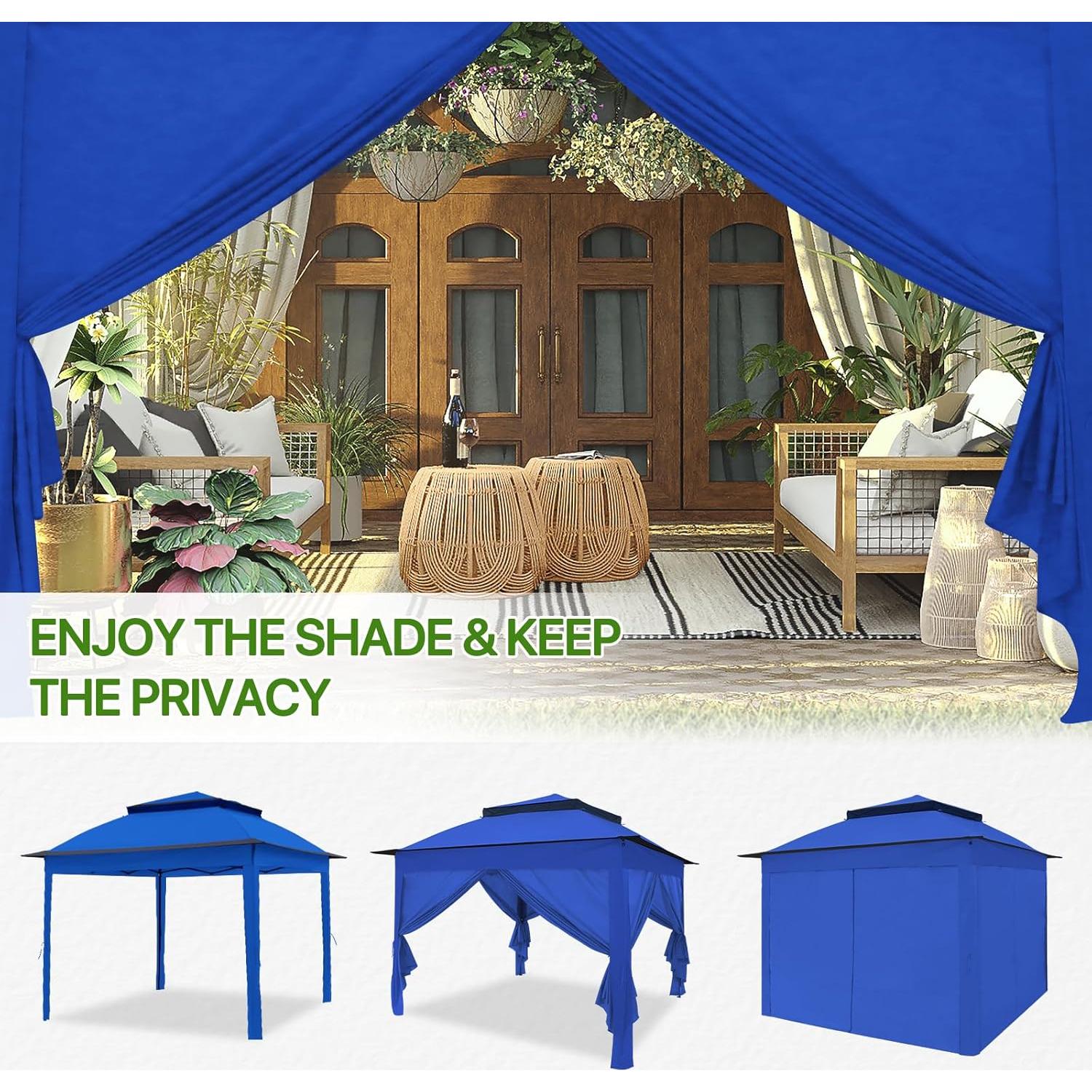 Carpa Gazebo Instantáneo COOS BAY 3.35x3.35m Azul con Paredes