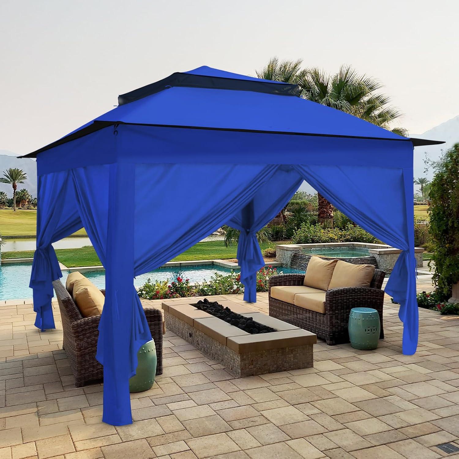 Carpa Gazebo Instantáneo COOS BAY 3.35x3.35m Azul con Paredes