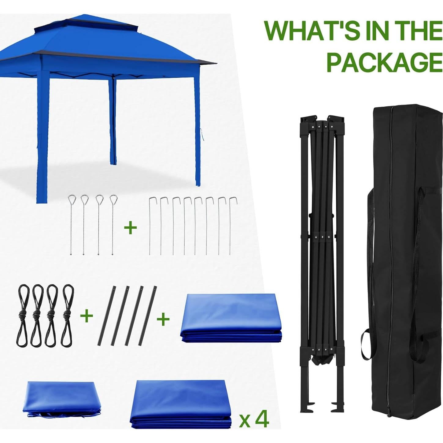 Carpa Gazebo Instantáneo COOS BAY 3.35x3.35m Azul con Paredes