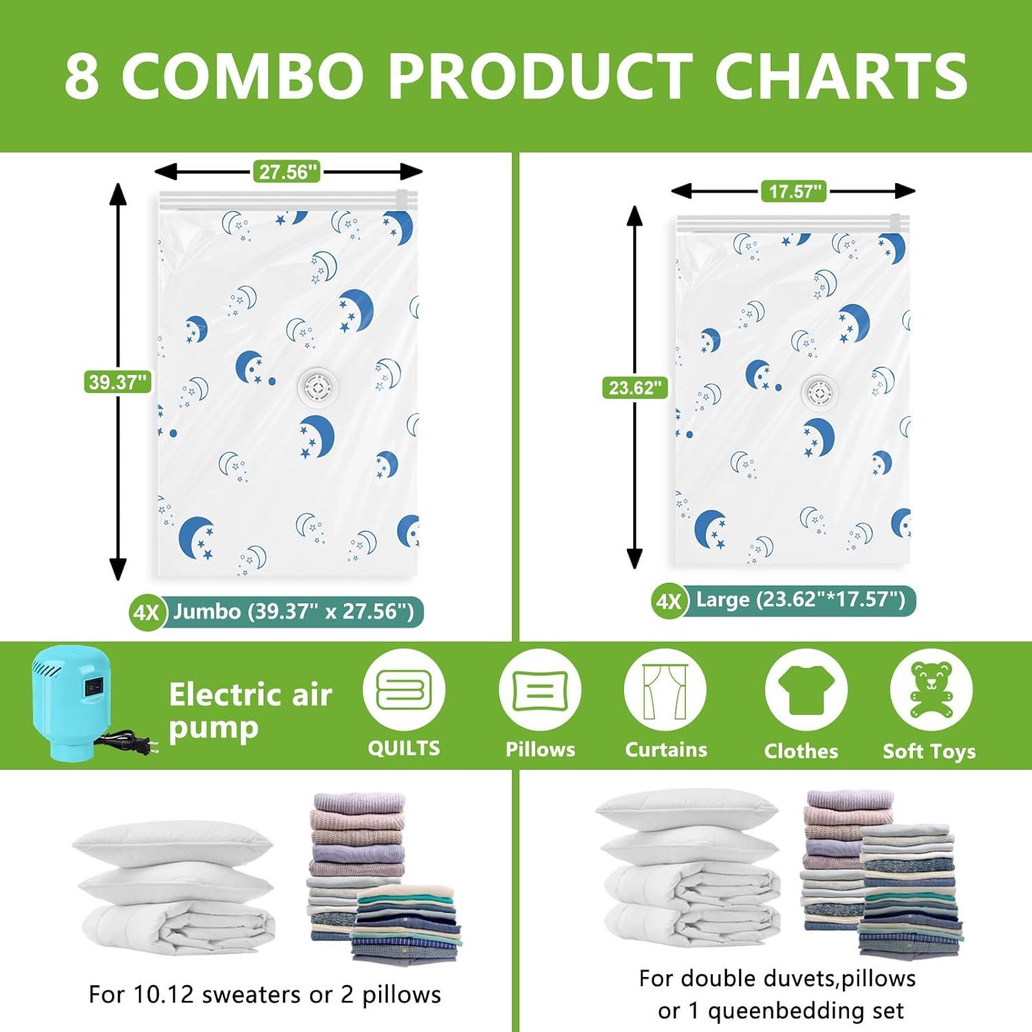 Juego de 8 Bolsas de Almacenamiento al Vacío Lisacool