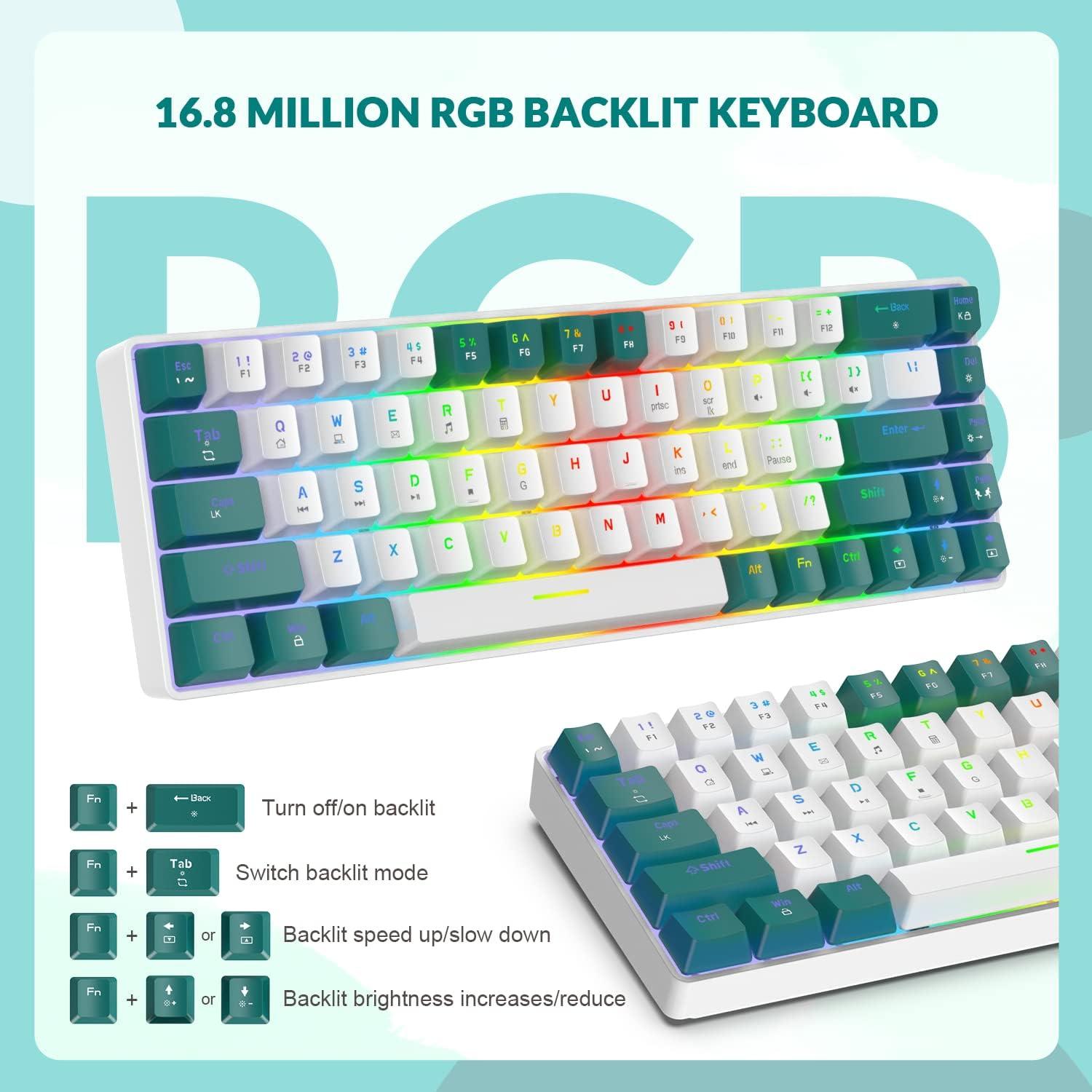 Teclado Mecánico ZIYOU LANG RK-T8 68 Teclas RGB Verde