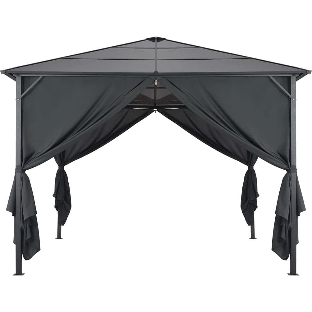 Gazebo,Canopy Tent with sidewalls,Gazebo with Curtain Aluminum 9.8'x9.8' BlackSuitable for Outdoor, Event Parties