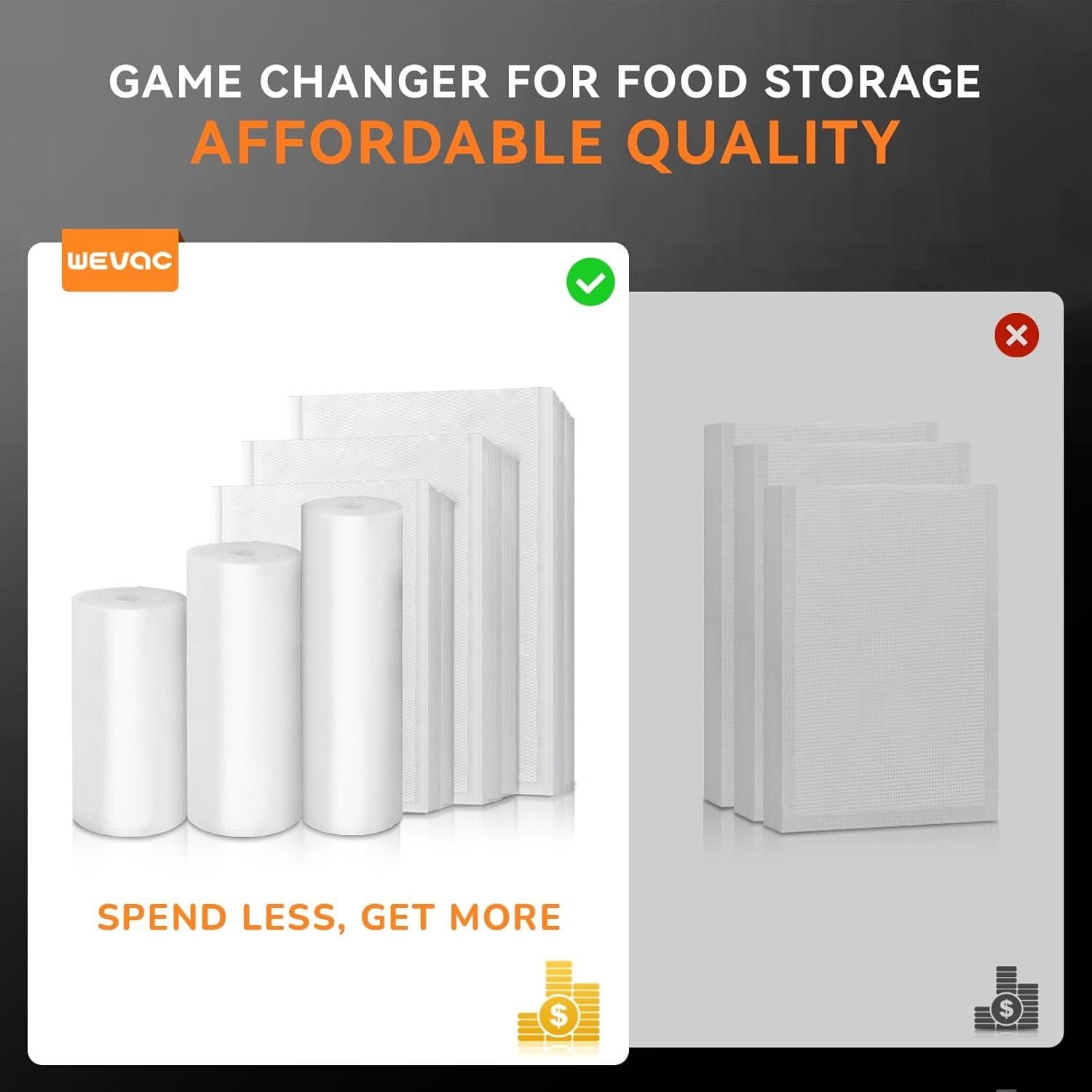 Rollos de Sellador al Vacío Wevac 11 cm x 15 m - 2 Paquetes