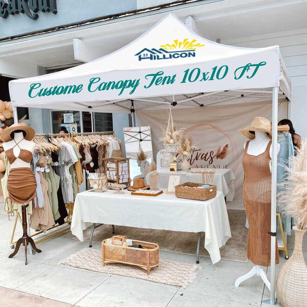 Custom Canopy Tent 10x10 with Logo- Pop Up Canopy Tent Packages for Outdoor and Trade Show Events - Custom Prints of Your Branding, Durable, Weather-Repellent (Canopy Top)