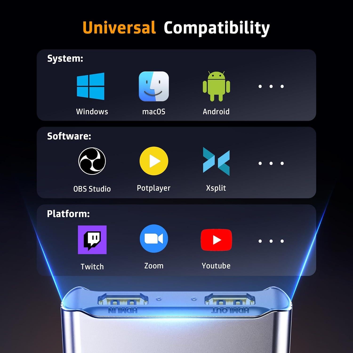 Tarjeta de Captura WARRKY 4K HDMI 1080P 60FPS Gris