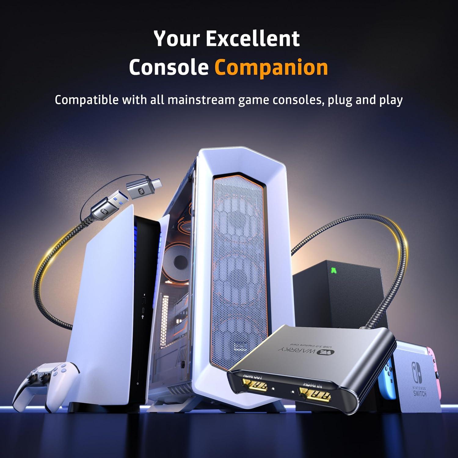 Tarjeta de Captura WARRKY 4K HDMI 1080P 60FPS Gris