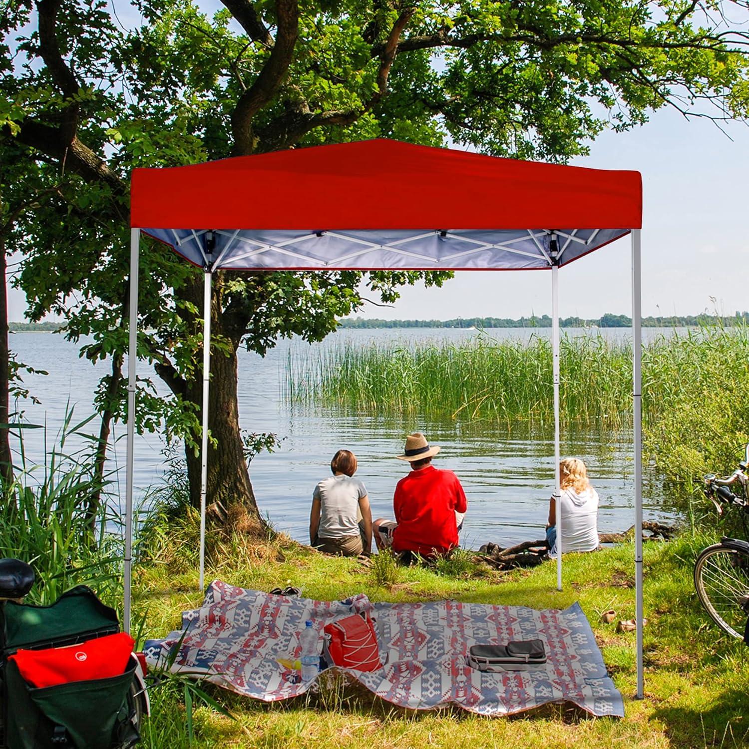 Tienda de Sombra Plegable Sunnyglade 1.83x1.22m Rojo