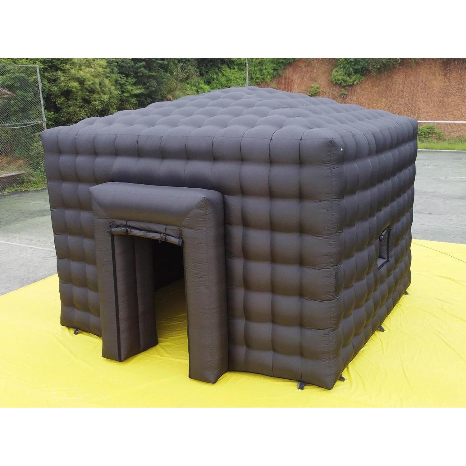 18x16.5Ft Blow Up Nightclub Inflatable Pub with LED Light for Adults Outdoor Party - a Small Movable Cube Black Inflatable Party Tent with Blower for Disco Night Club House from Sinflables Factory