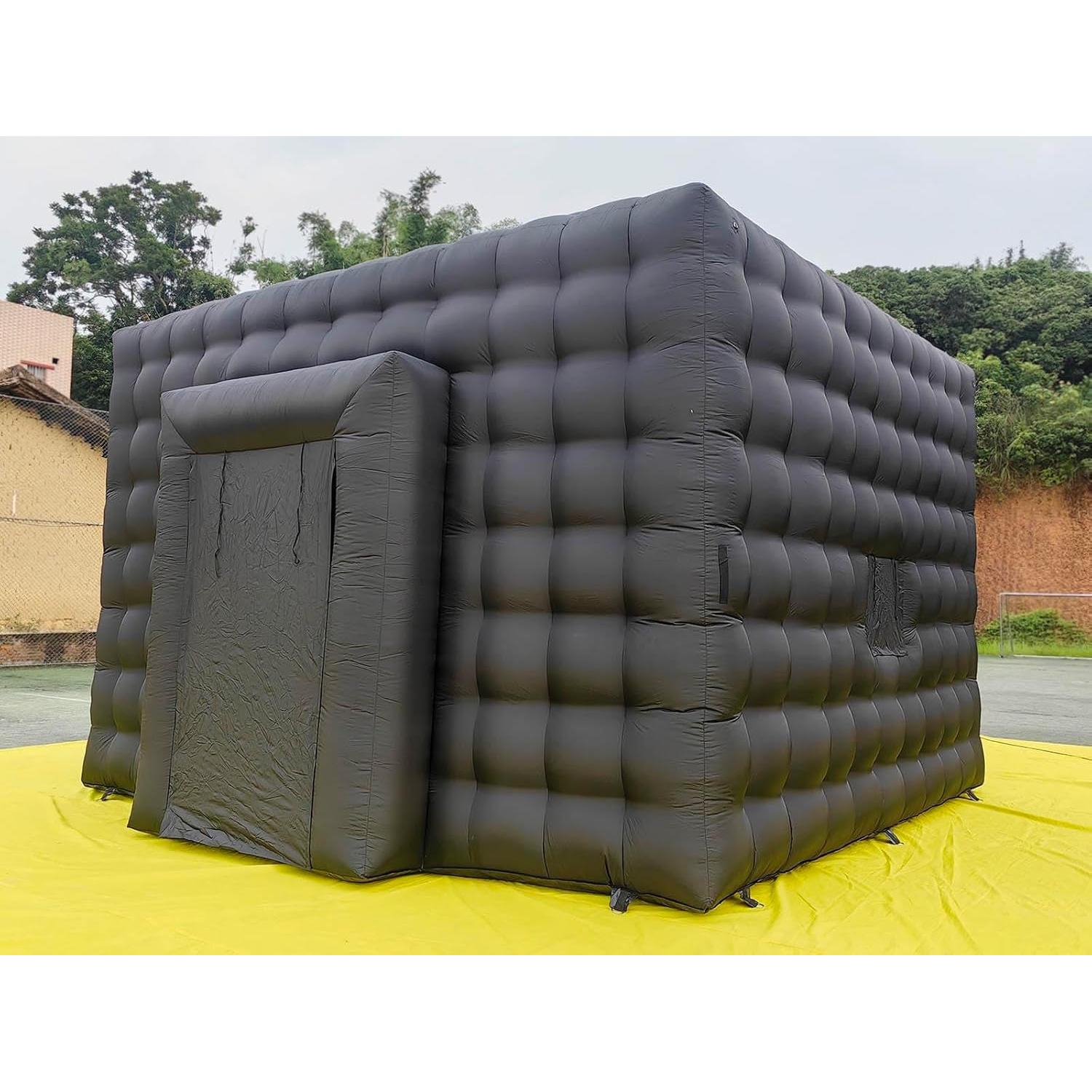 18x16.5Ft Blow Up Nightclub Inflatable Pub with LED Light for Adults Outdoor Party - a Small Movable Cube Black Inflatable Party Tent with Blower for Disco Night Club House from Sinflables Factory